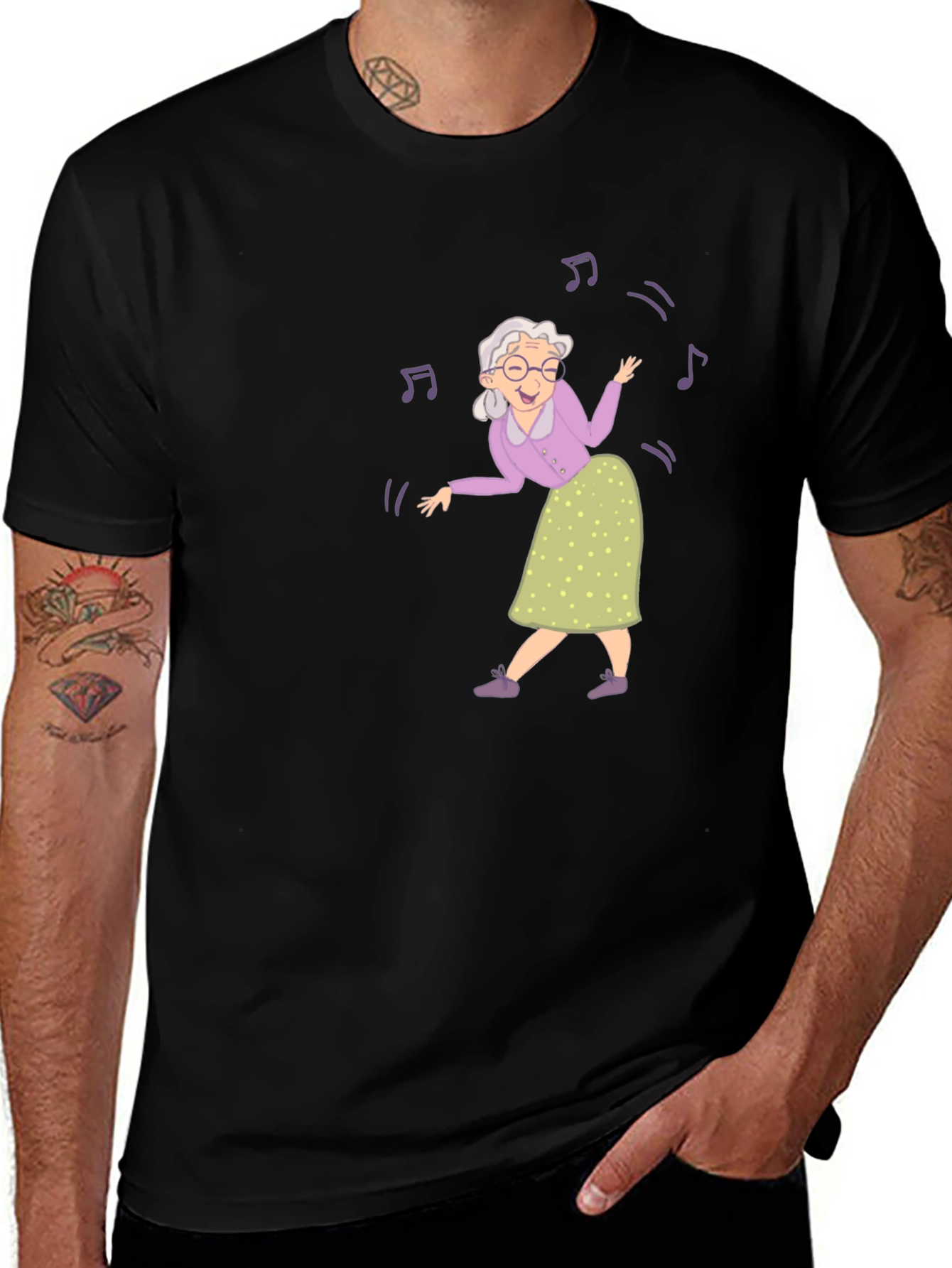 Dancing Grandma Black T-Shirt