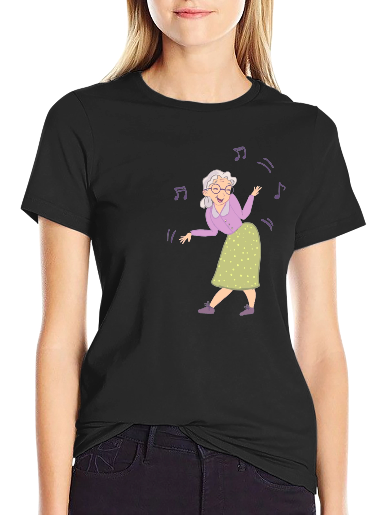 Dancing Grandma Black T-Shirt