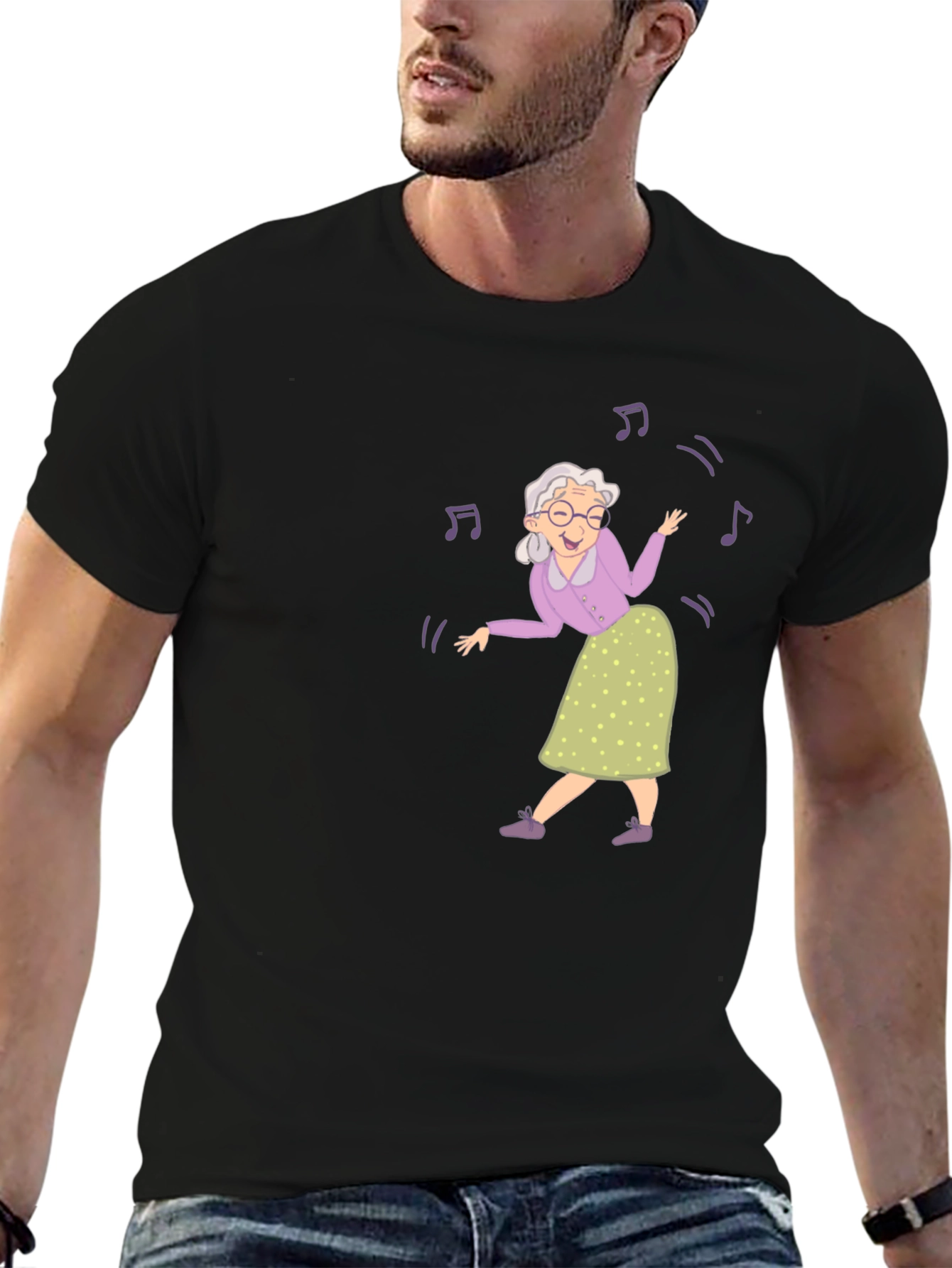 Dancing Grandma Black T-Shirt
