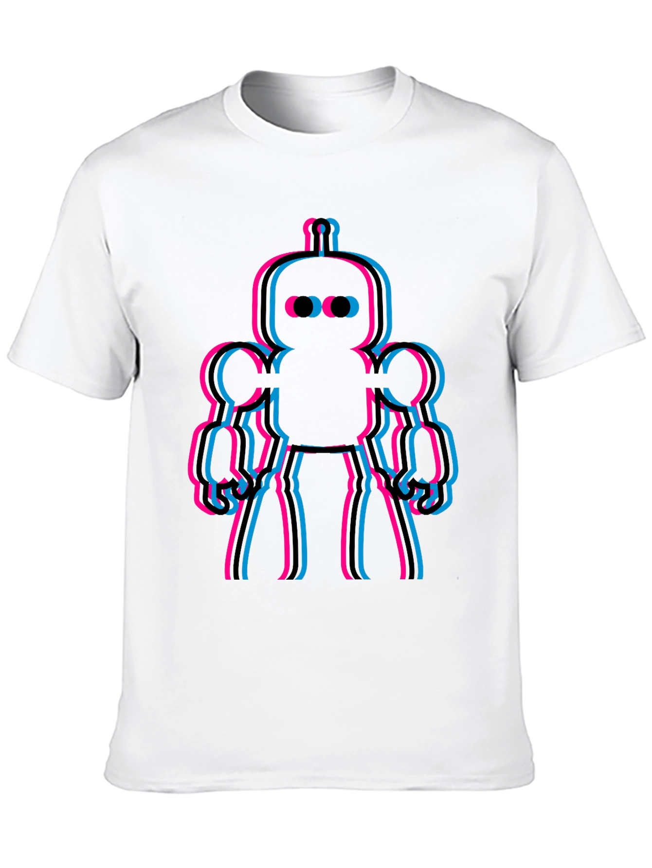 Retro Robot Glitch Mens Graphic Tee