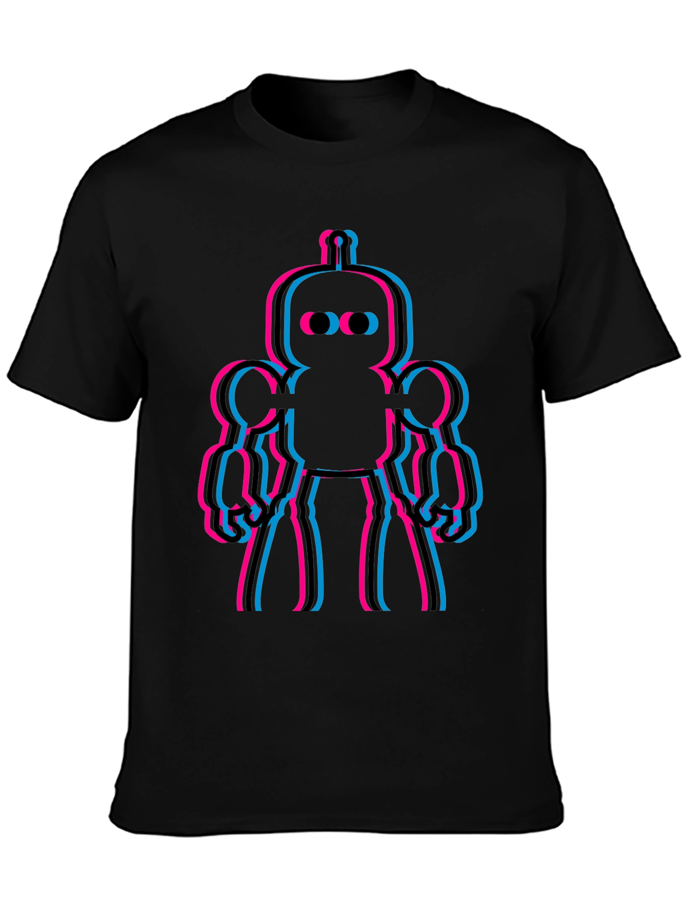 Retro Robot Glitch Mens Graphic Tee
