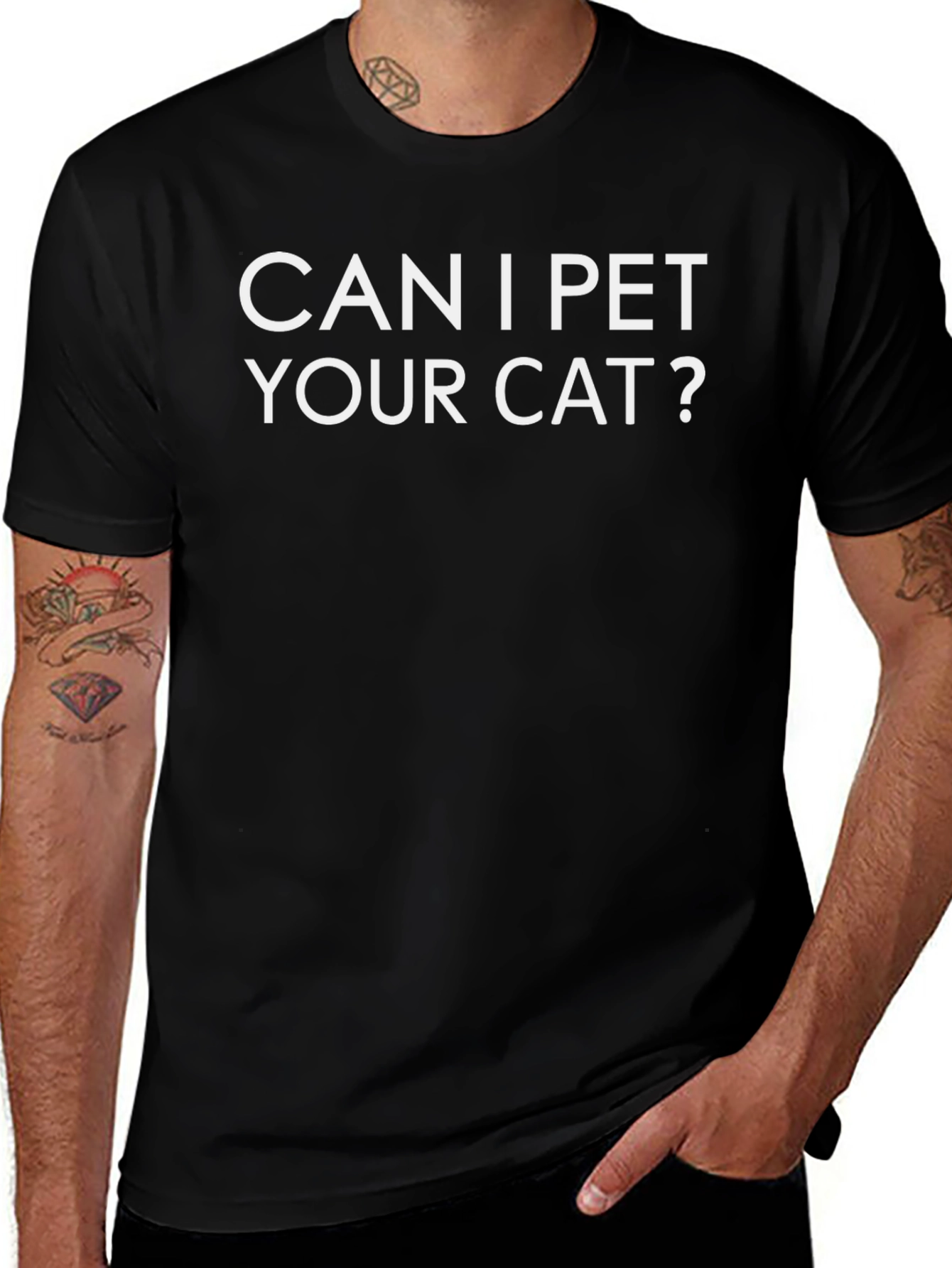 Can I Pet Your Cat? Graphic Tee - Black