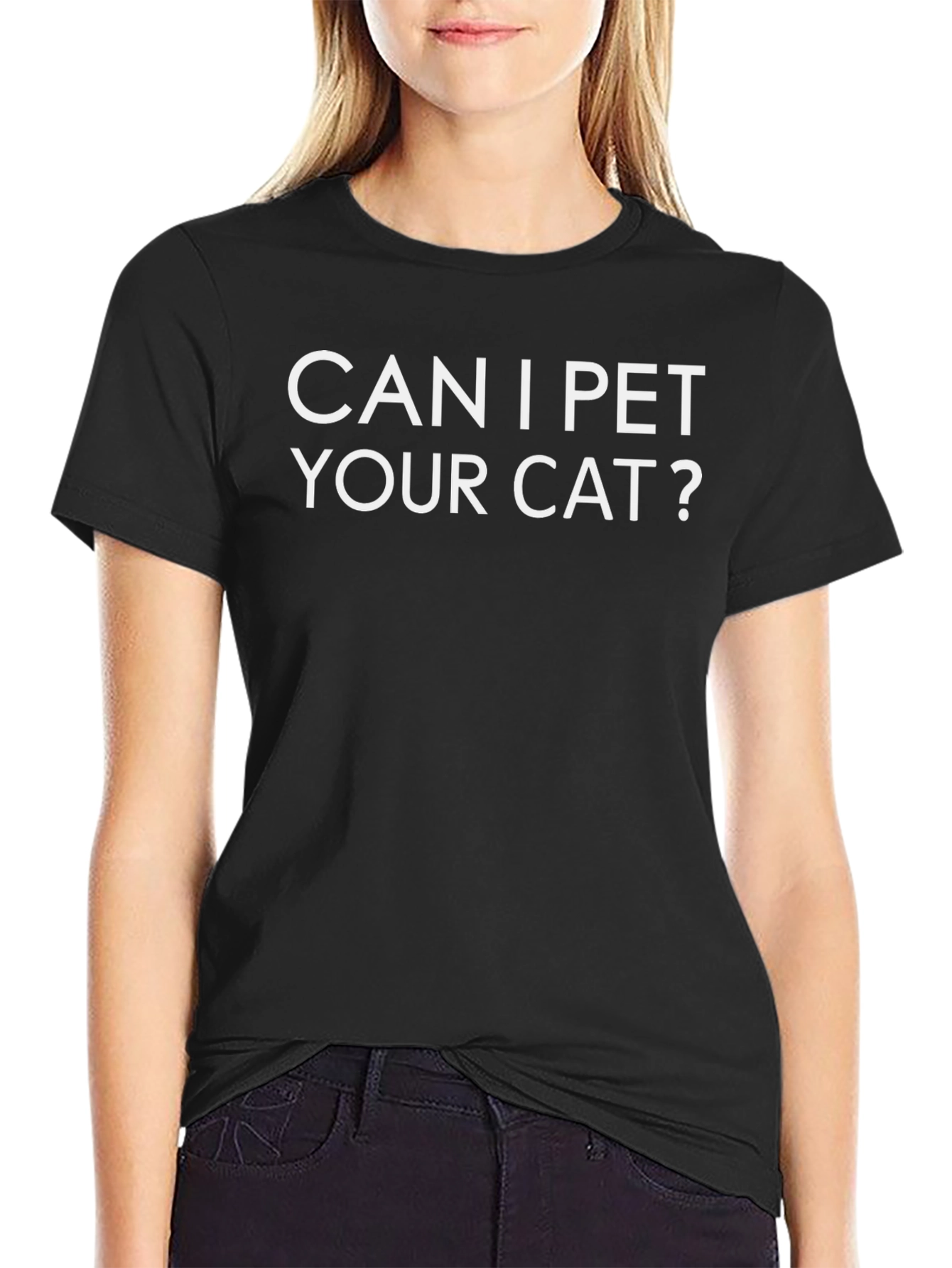Can I Pet Your Cat? Graphic Tee - Black