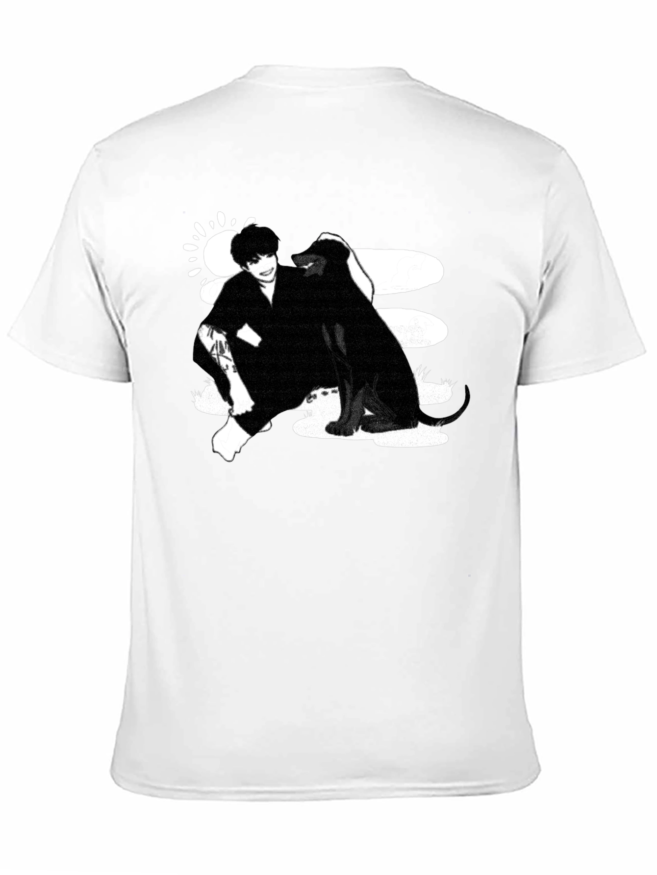 Black Graphic Tee: Man and Dog