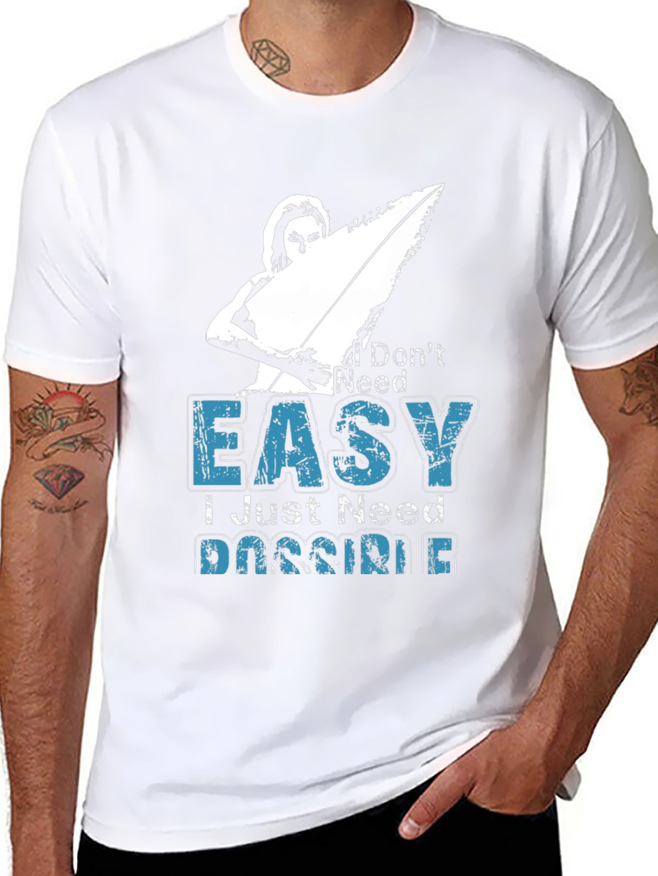I Dont Need Easy Mens Black Graphic Tee