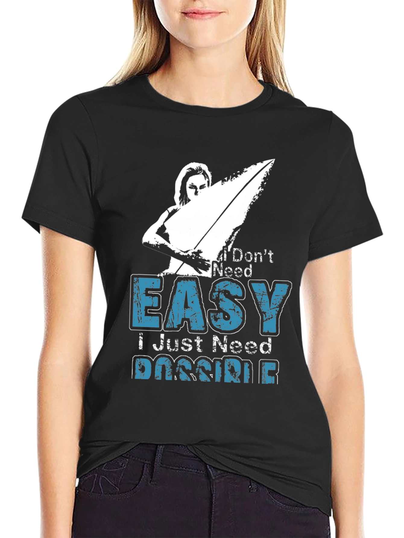 I Dont Need Easy Mens Black Graphic Tee