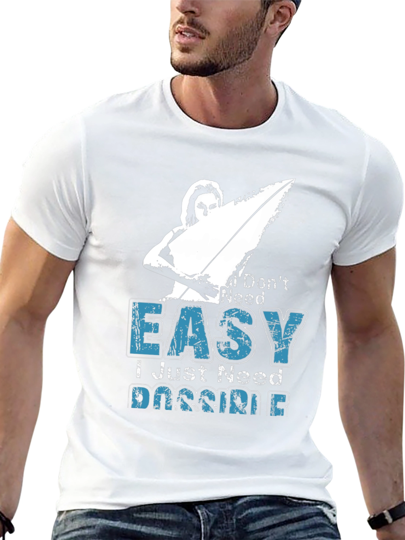 I Dont Need Easy Mens Black Graphic Tee