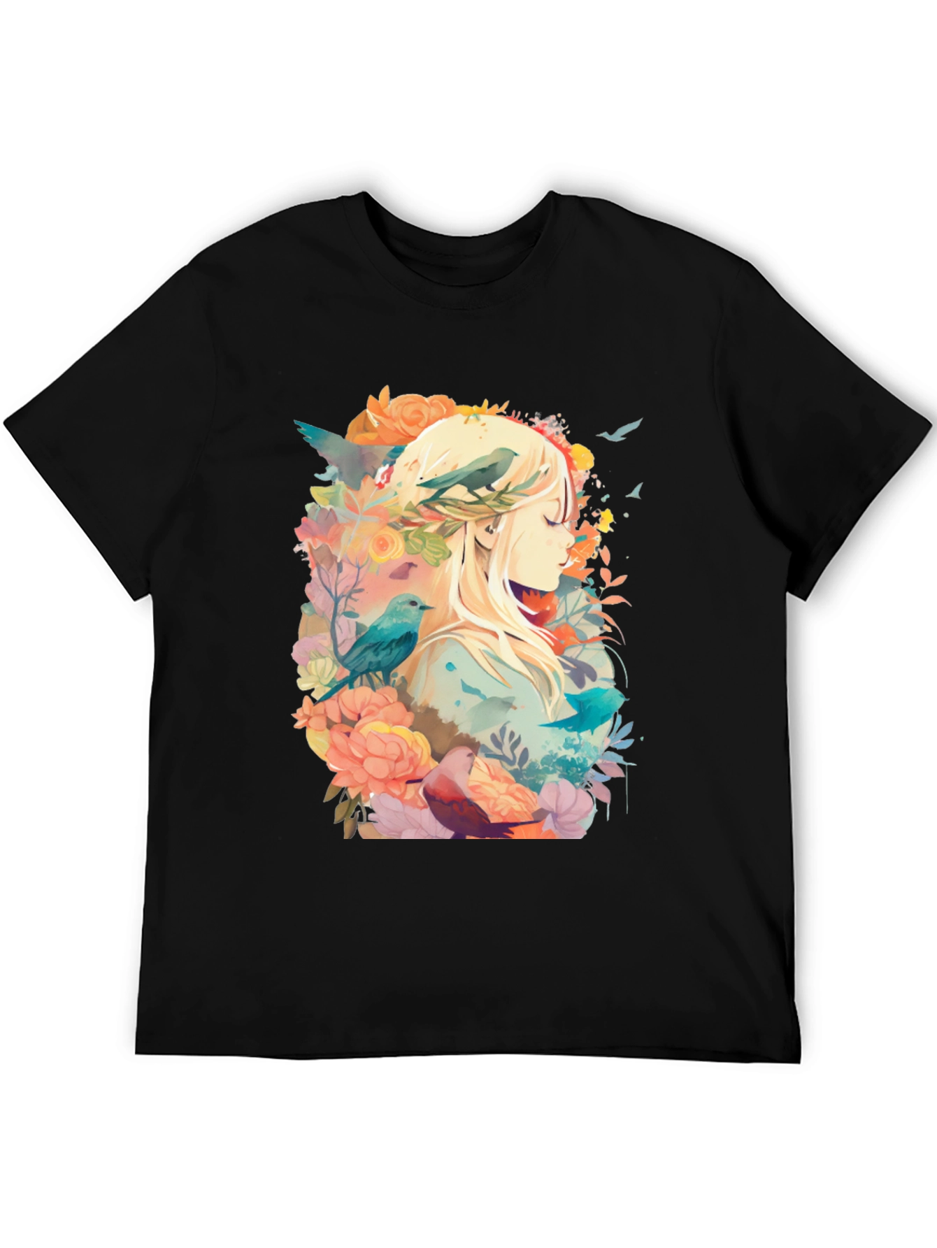 Natures Embrace Tee - Floral Bird Design