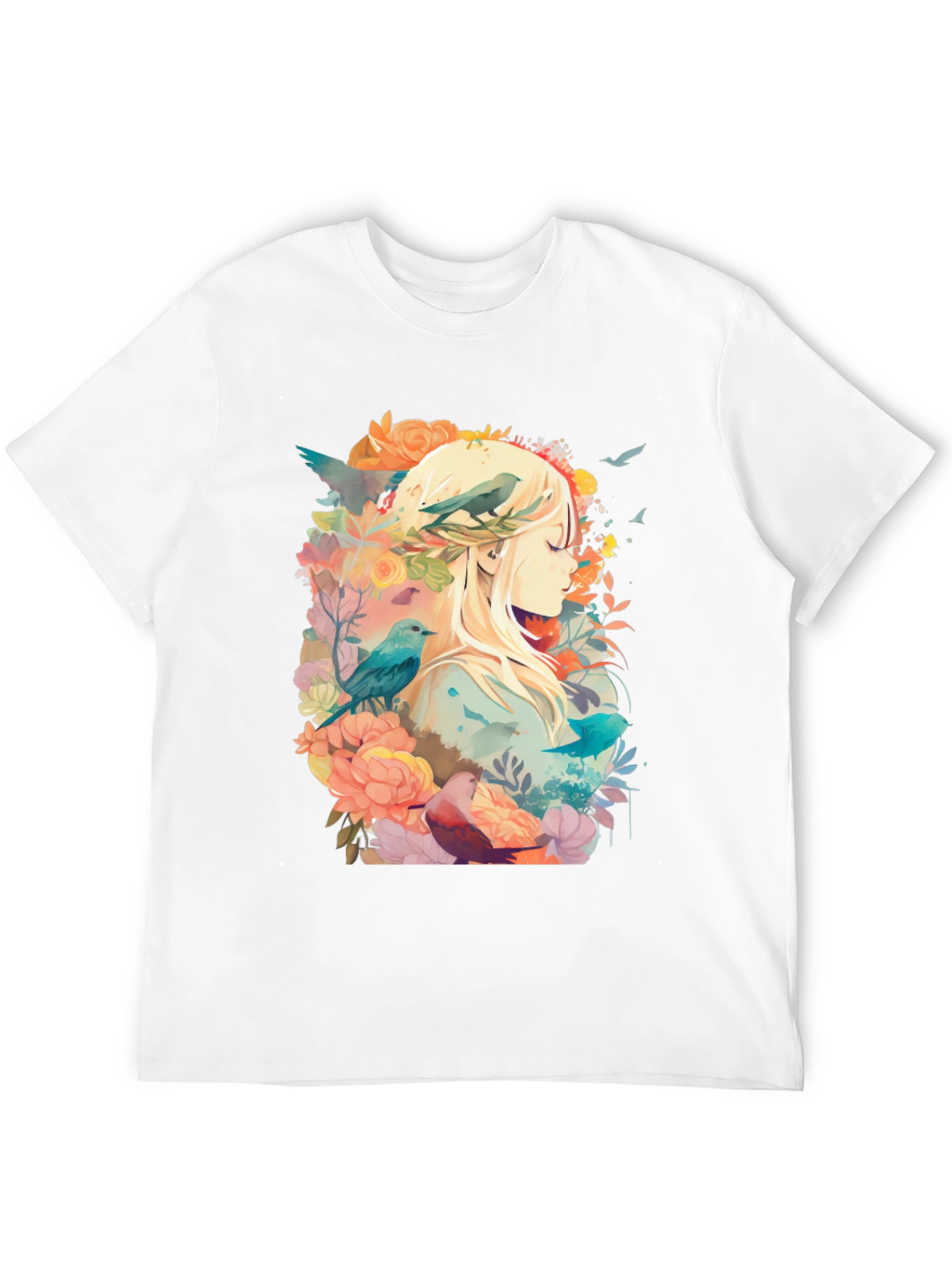 Natures Embrace Tee - Floral Bird Design