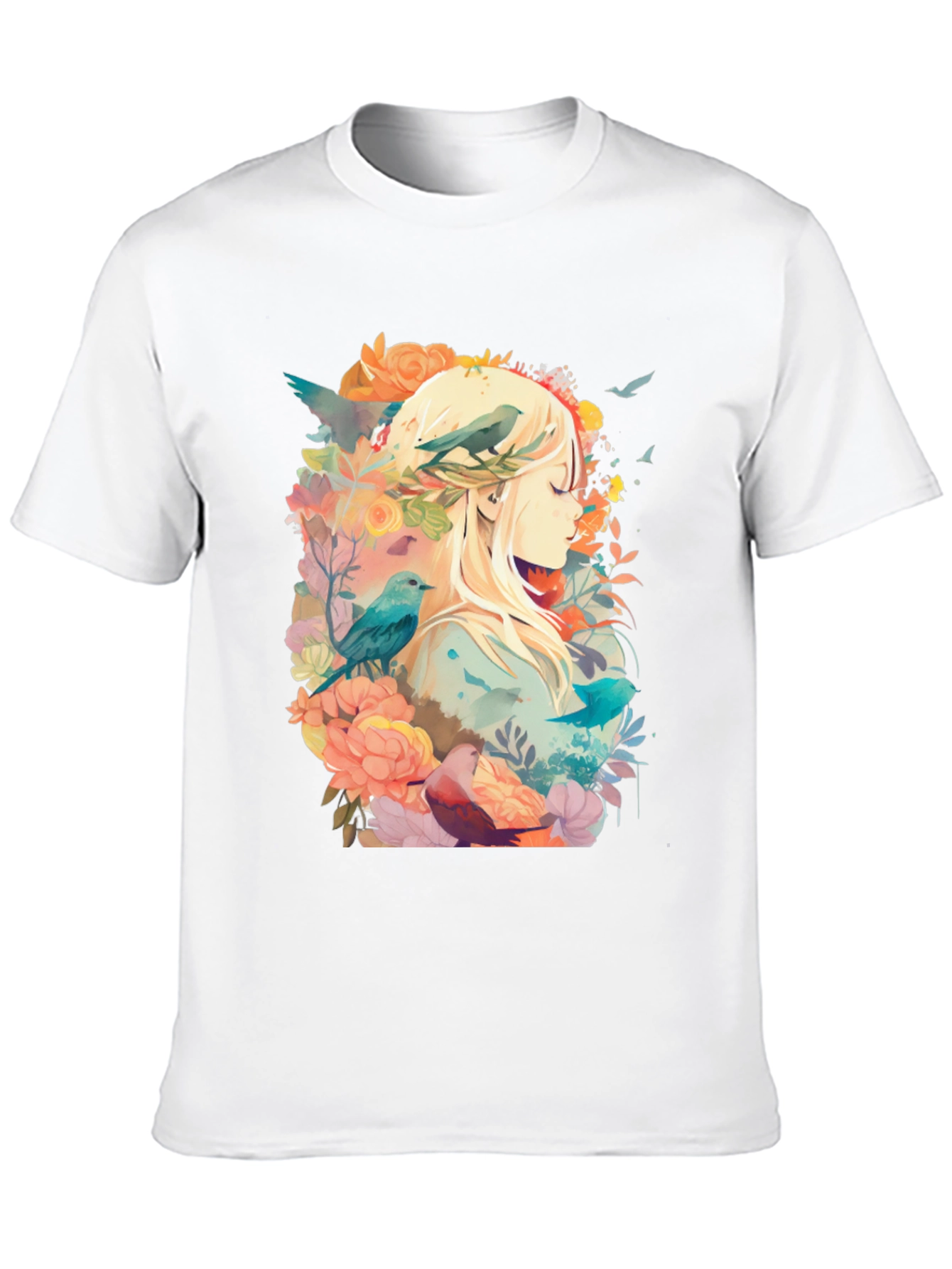 Natures Embrace Tee - Floral Bird Design