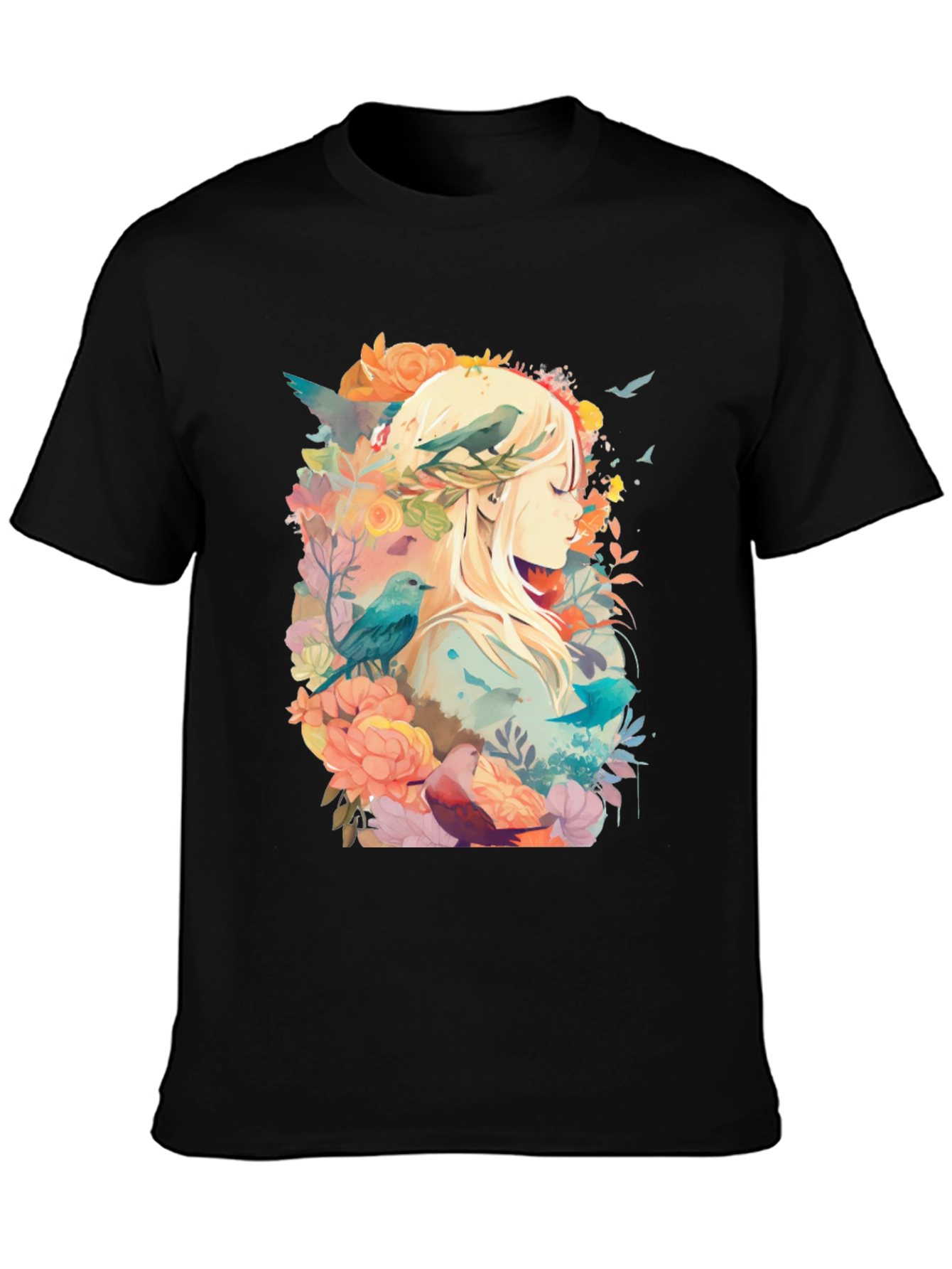 Natures Embrace Tee - Floral Bird Design