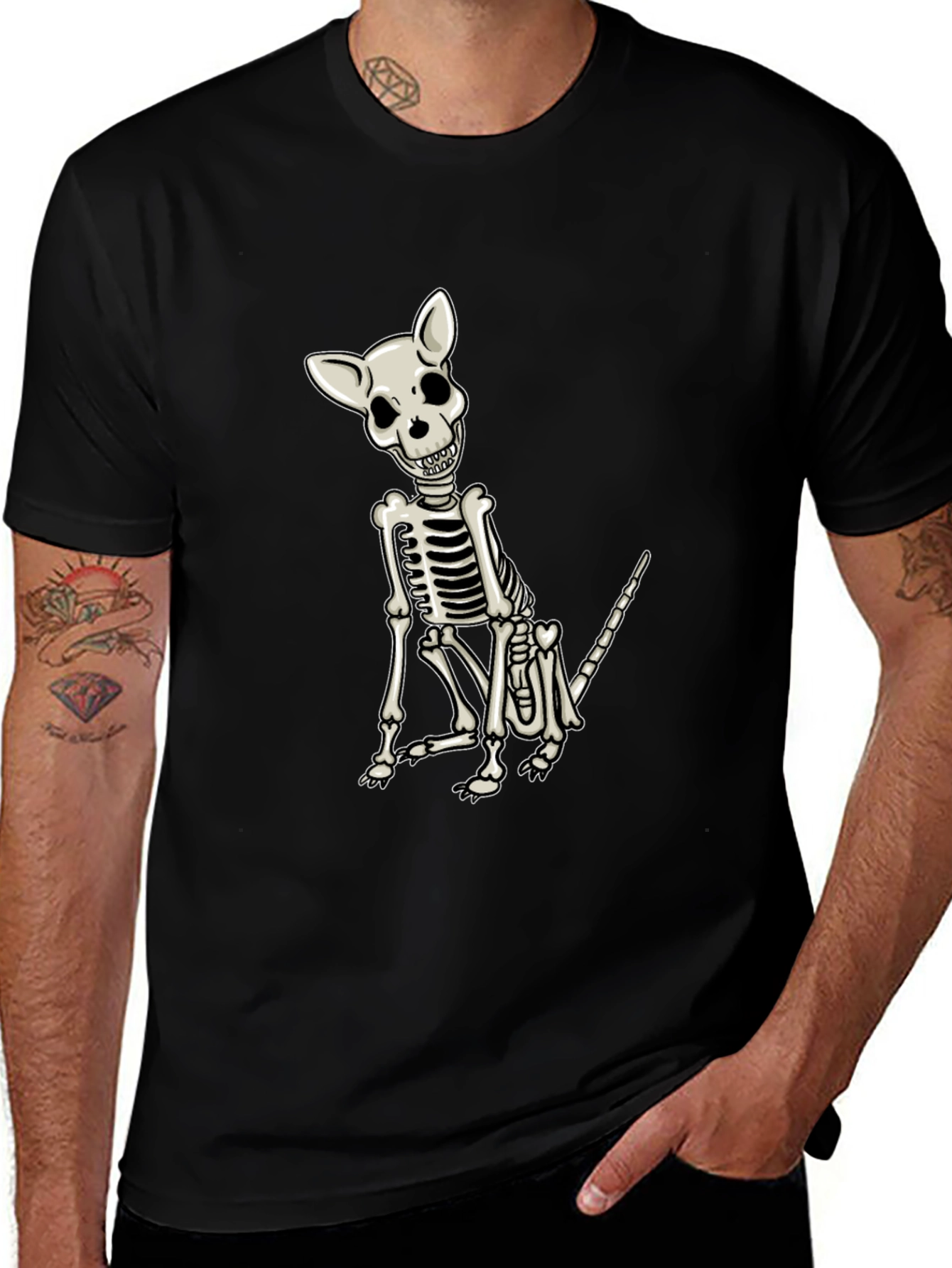 Skeleton Dog Graphic Tee - Mens Black T-Shirt
