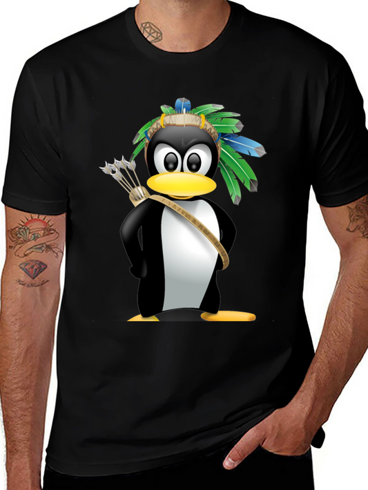 Native American Penguin Graphic Tee - Black