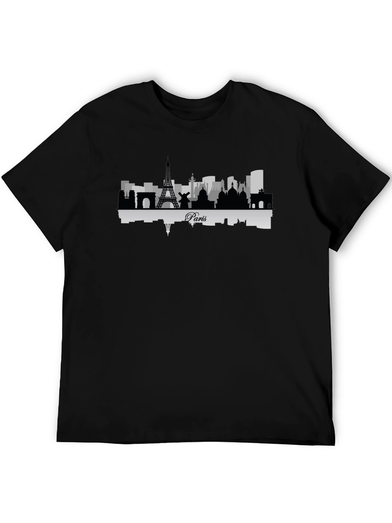 Paris Skyline Graphic Tee - Mens Black T-Shirt