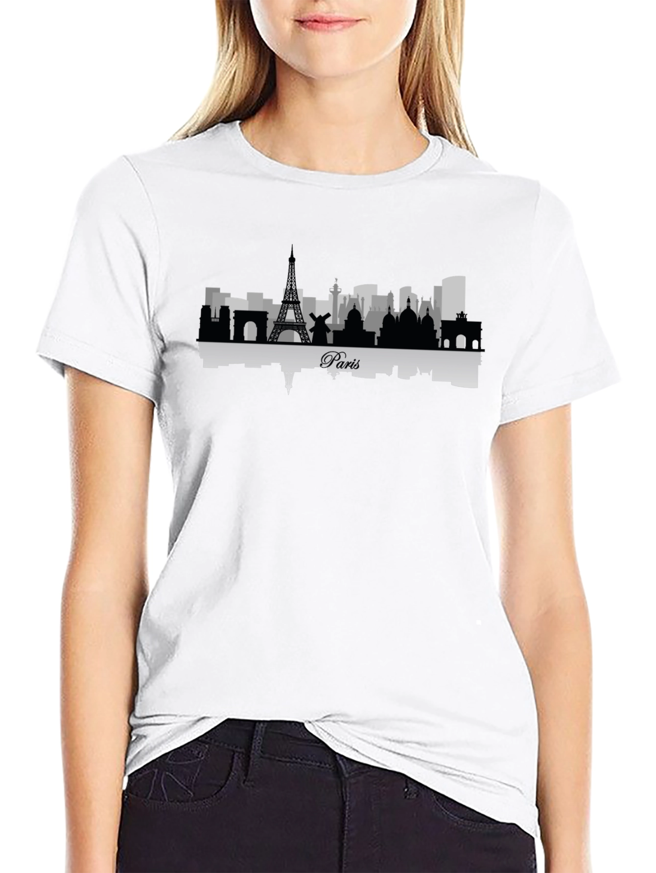 Paris Skyline Graphic Tee - Mens Black T-Shirt