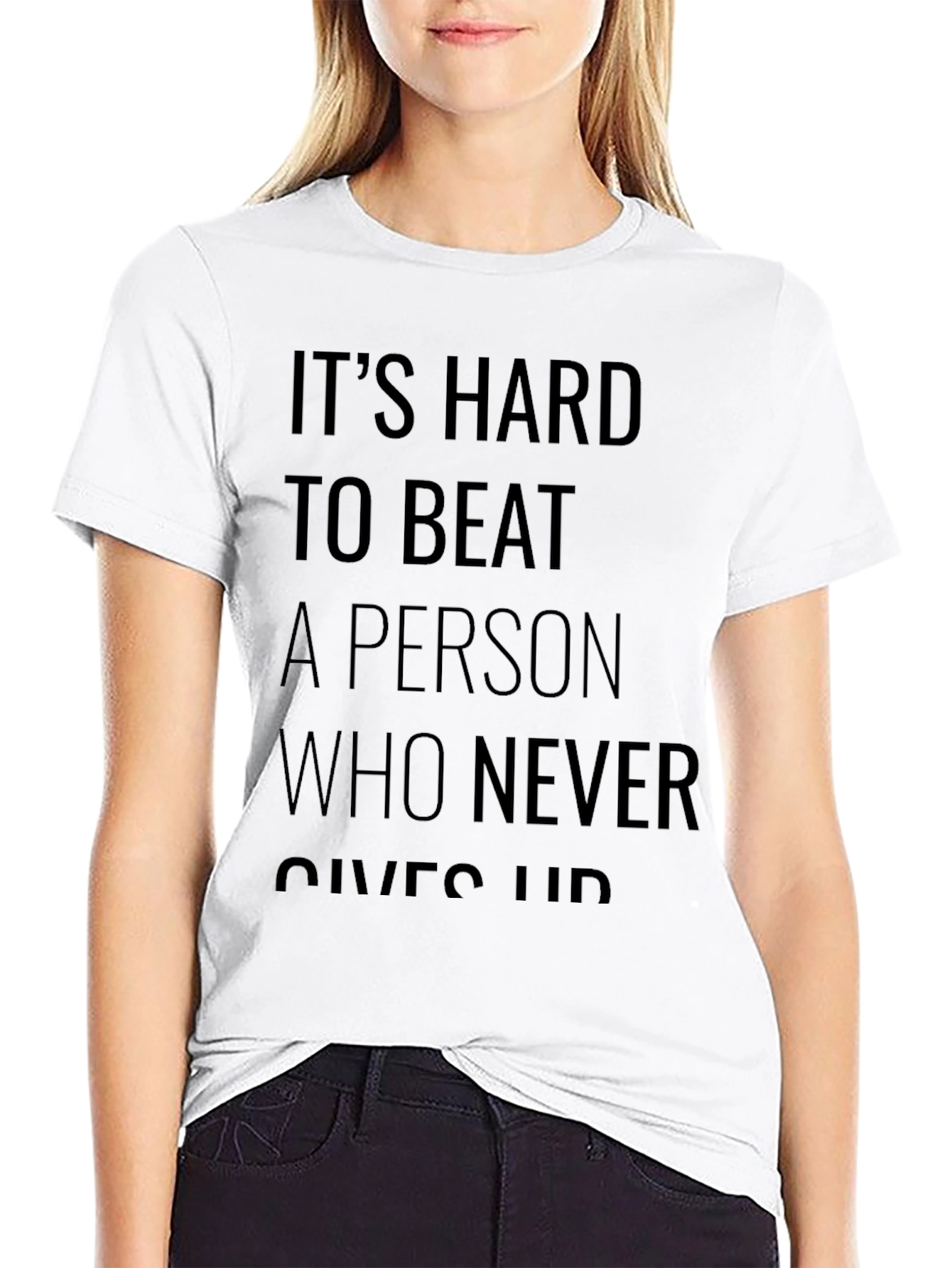 Motivational Black T-Shirt: Never Give Up