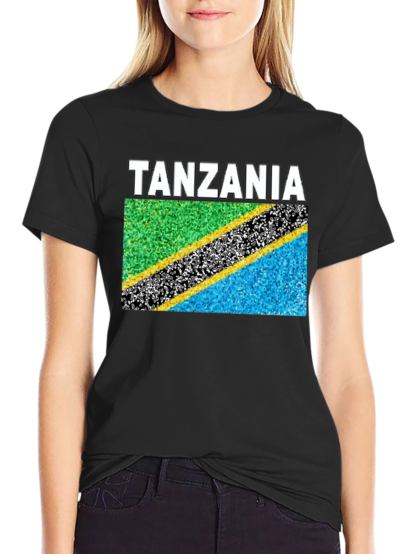 Tanzania Flag Graphic T-Shirt - Black Cotton Tee