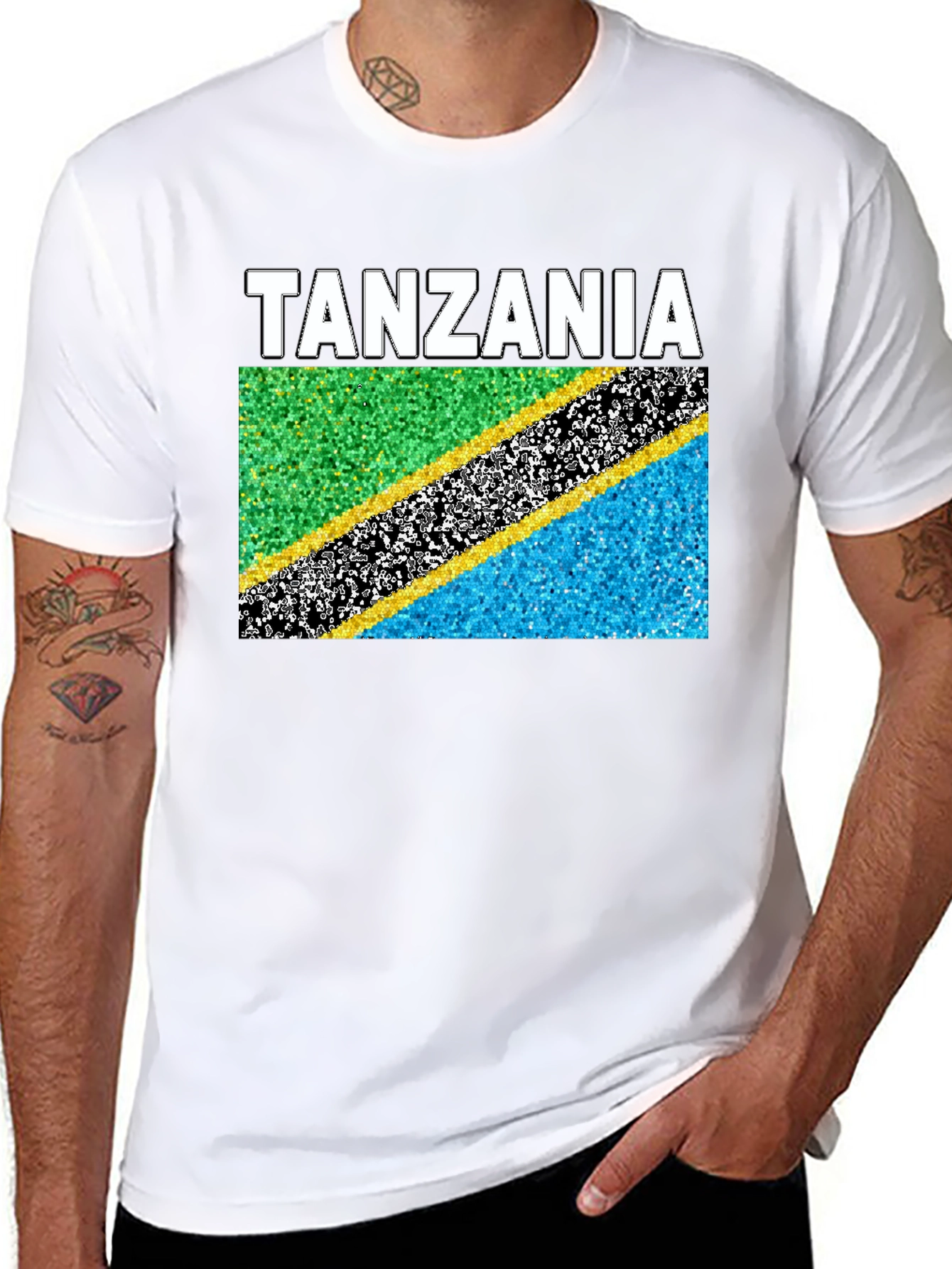 Tanzania Flag Graphic T-Shirt - Black Cotton Tee