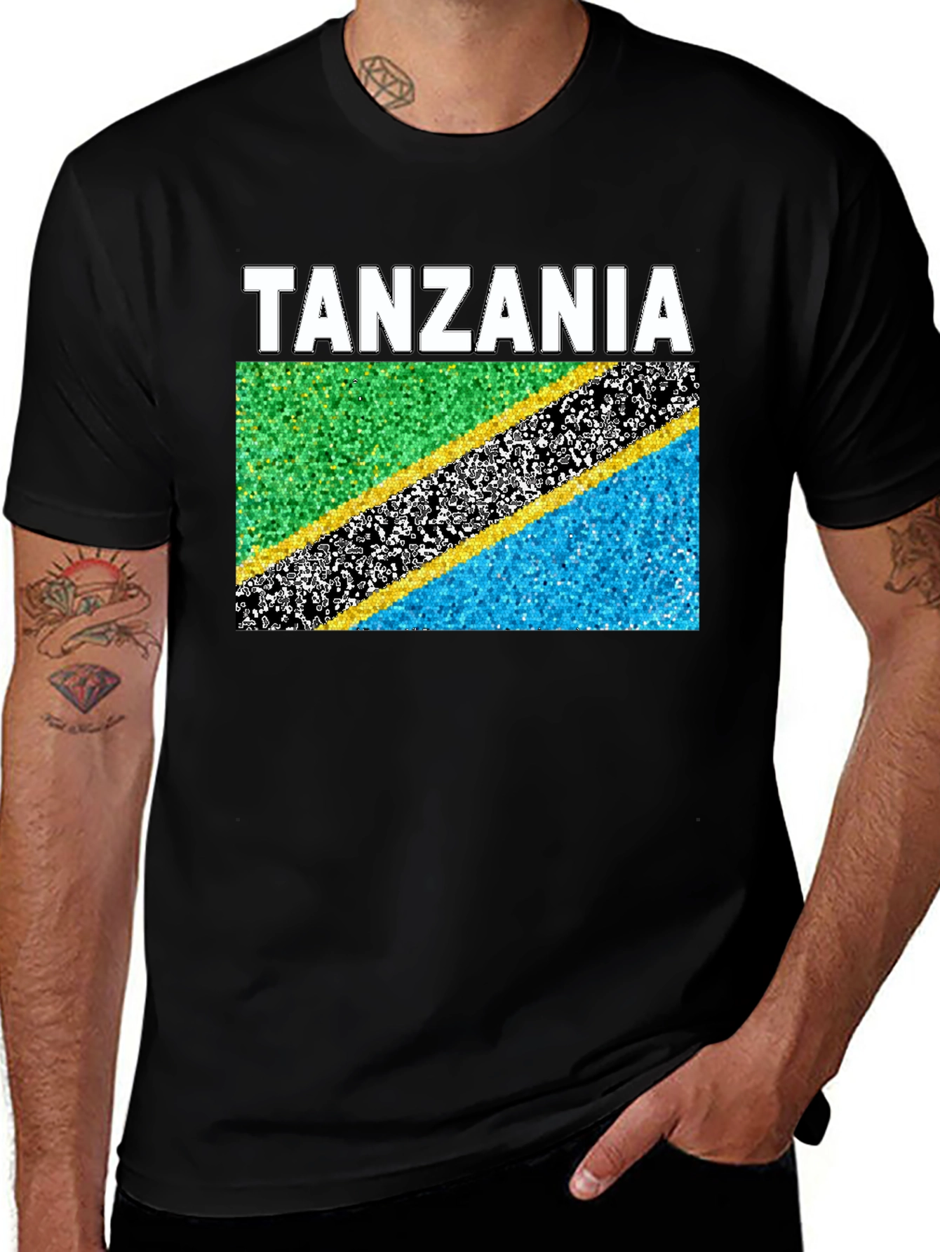 Tanzania Flag Graphic T-Shirt - Black Cotton Tee