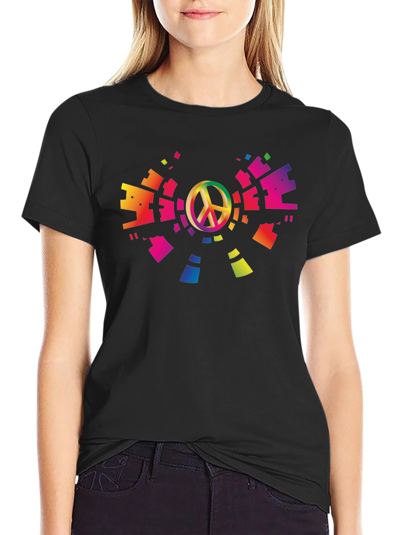 Peace Sign Rainbow Graphic T-Shirt
