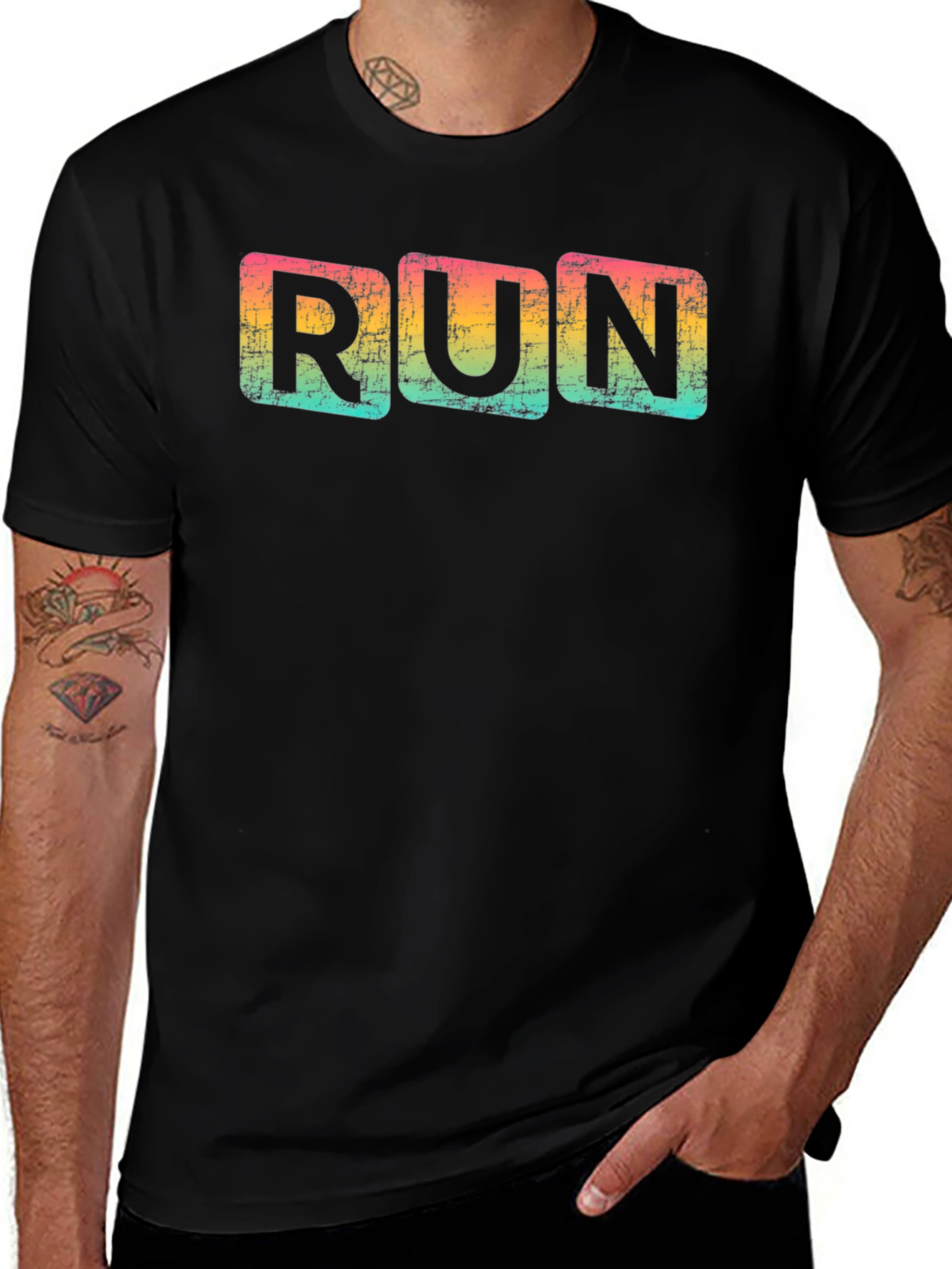 Retro Run T-Shirt - Distressed Design