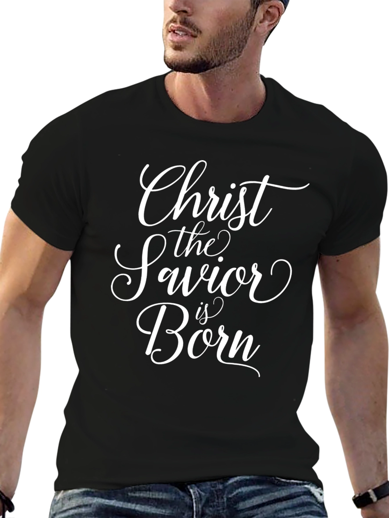 Christ The Savior Is Born T-Shirt Black
