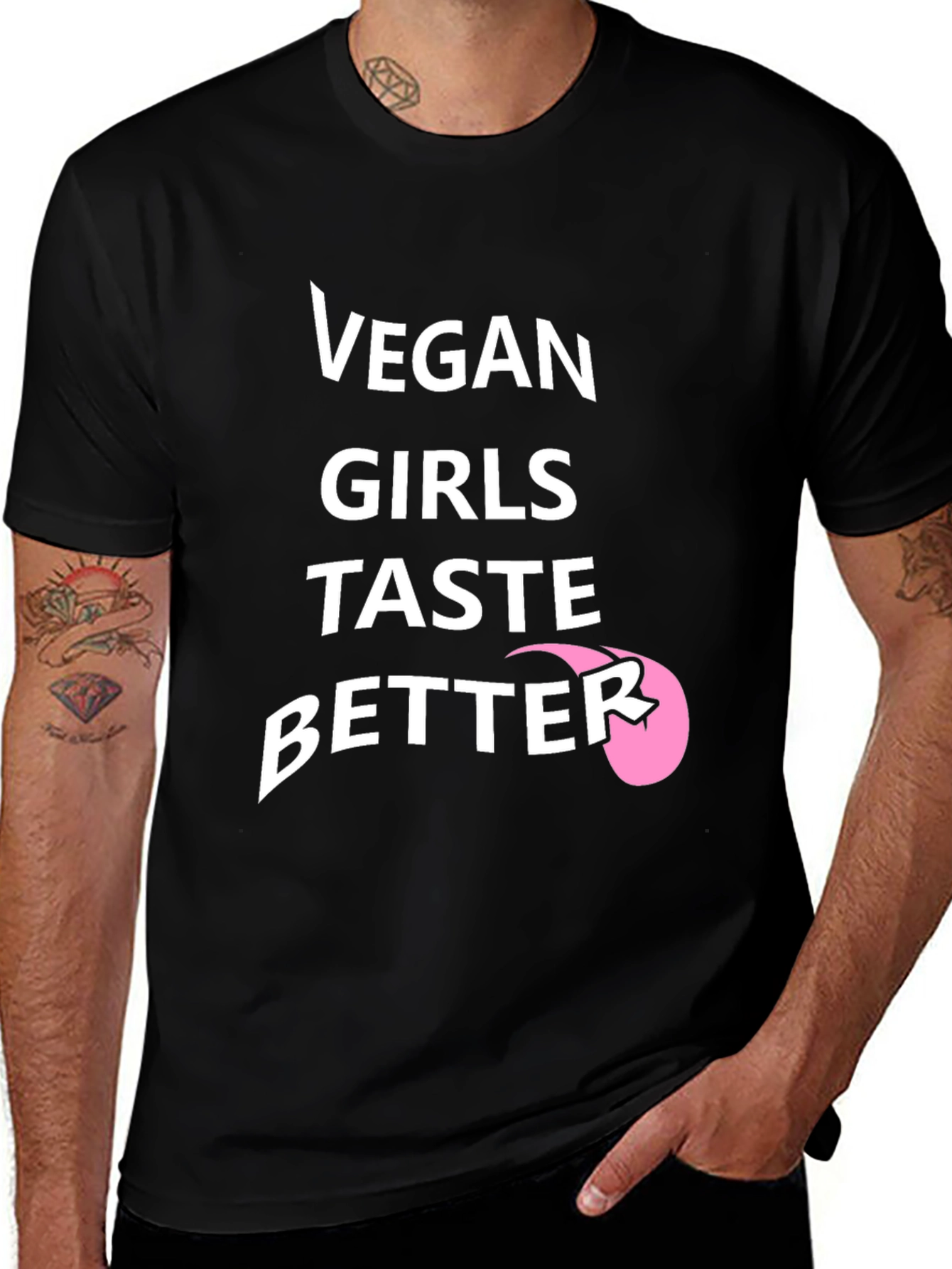 Vegan Girls Taste Better Black Graphic T-Shirt