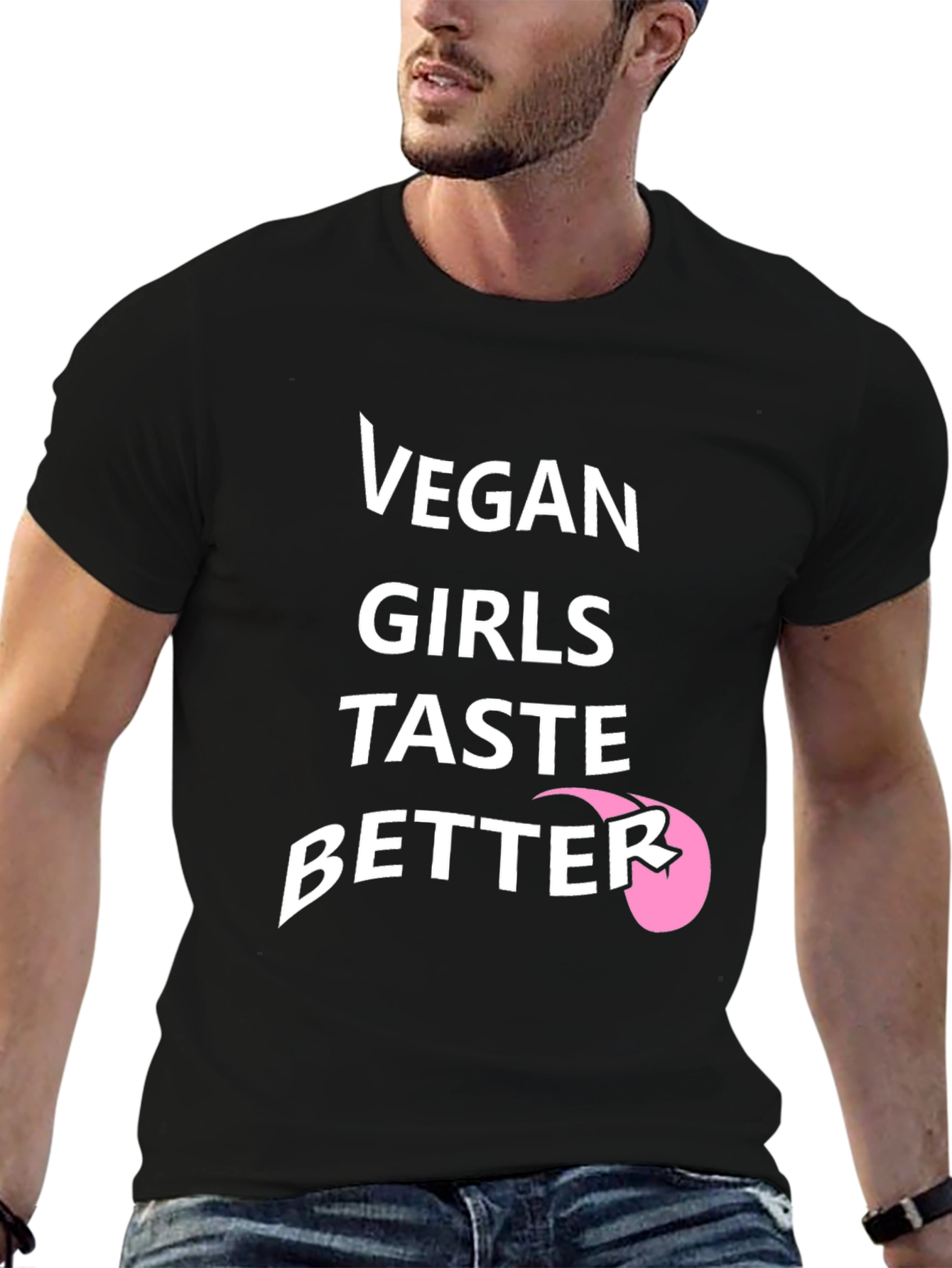 Vegan Girls Taste Better Black Graphic T-Shirt
