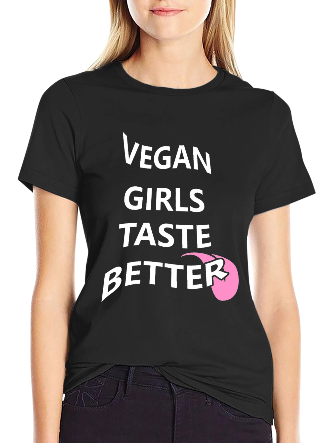 Vegan Girls Taste Better Black Graphic T-Shirt