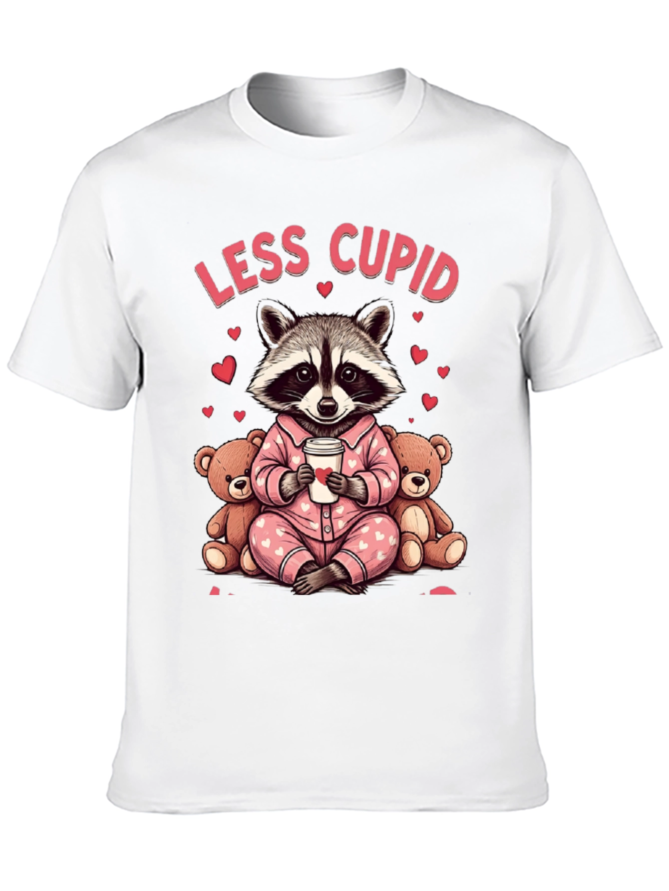 Less Cupid Raccoon Valentines Day Graphic Tee