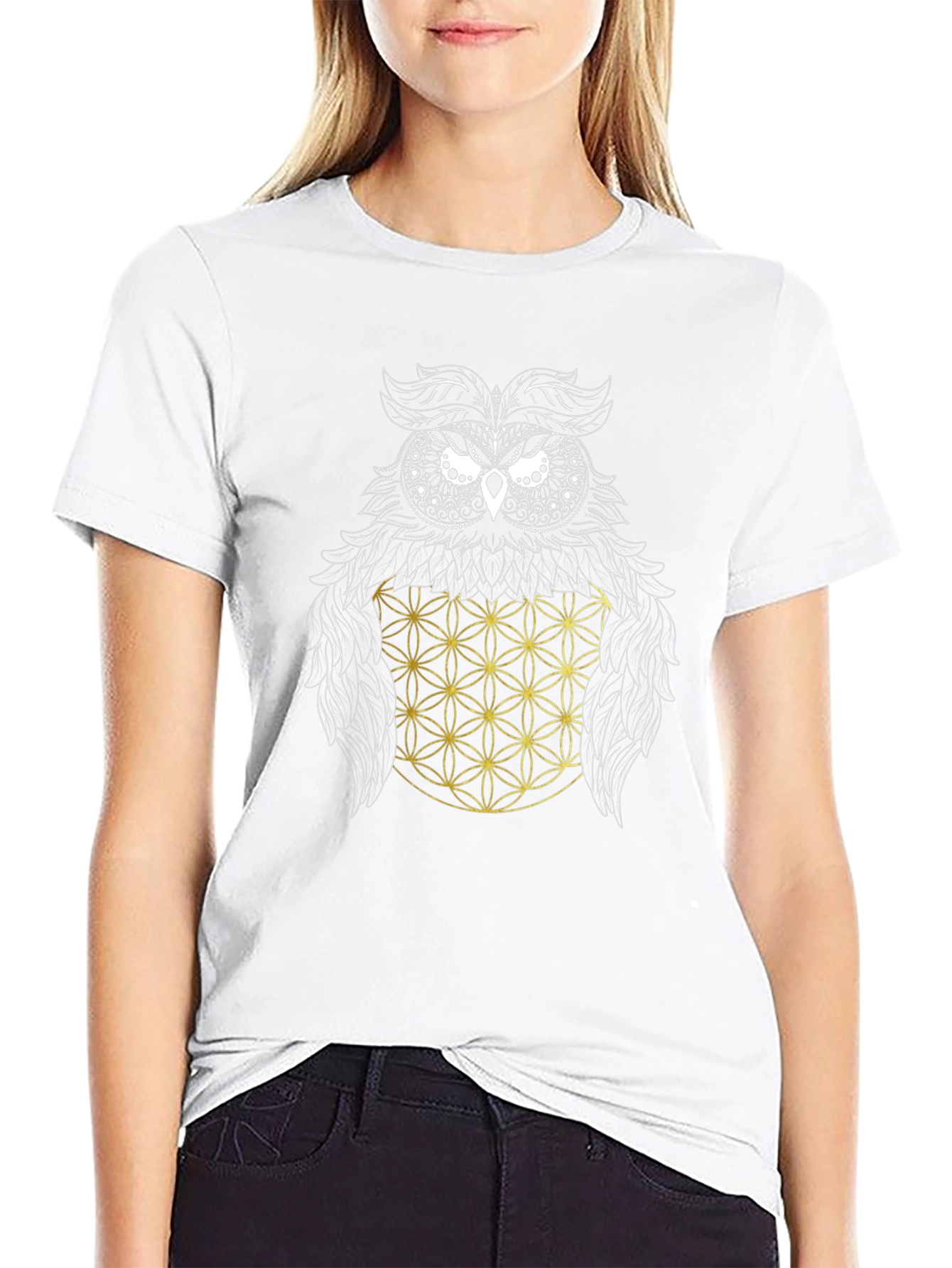 Owl Geometric Graphic Print Tee