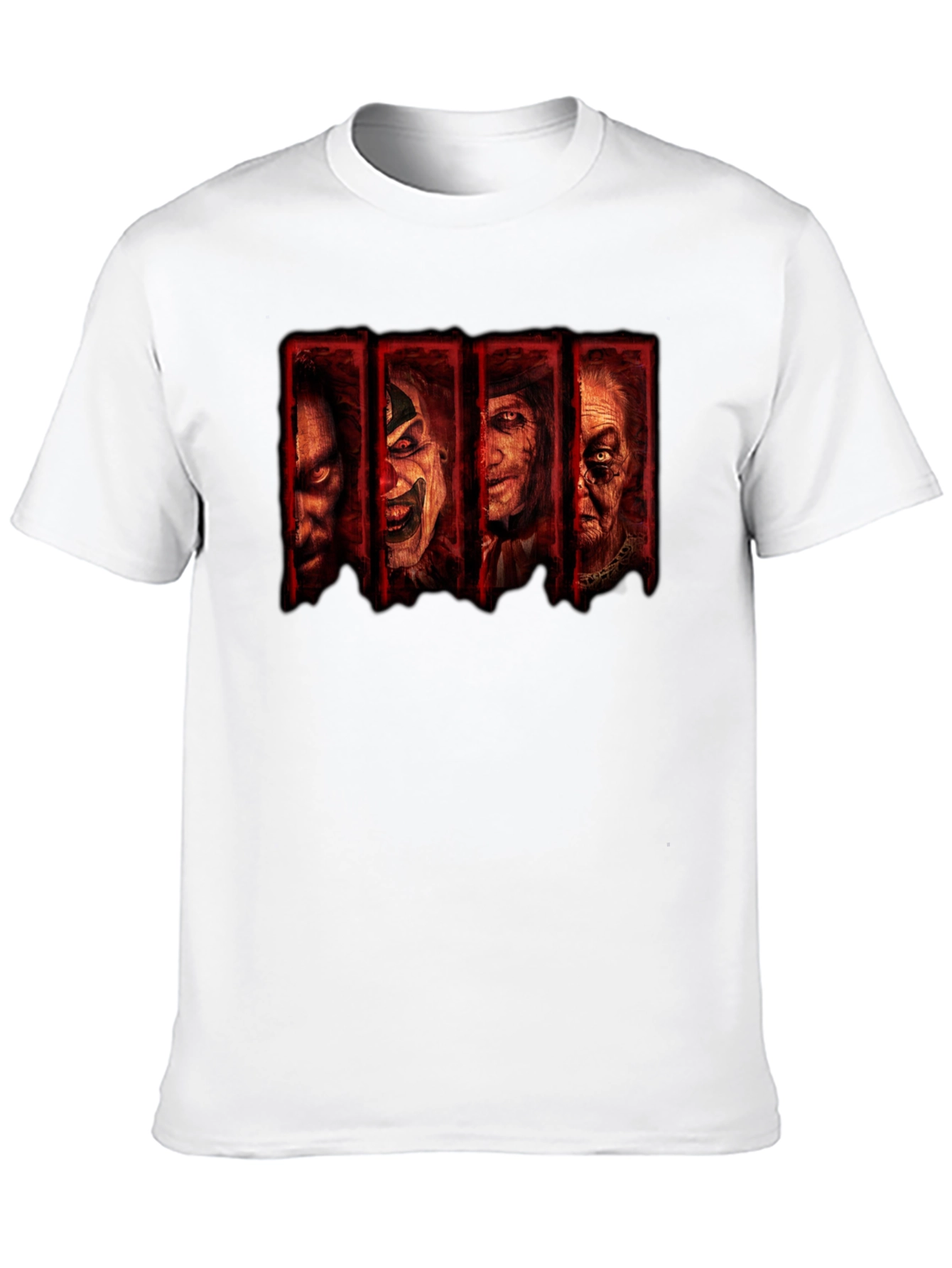 Horror Movie Villain Collage Black T-Shirt