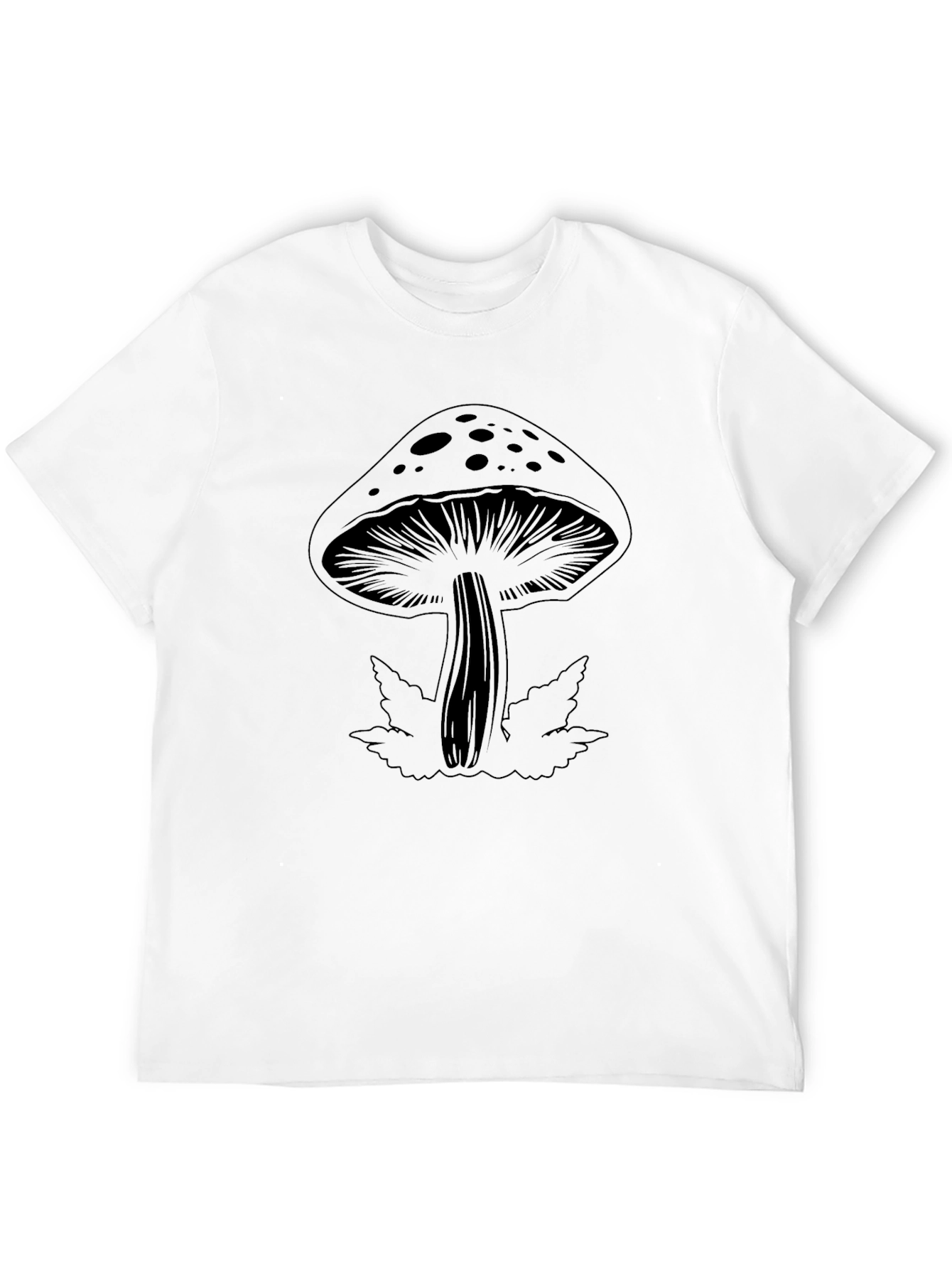 Mushroom Graphic Print Black T-Shirt