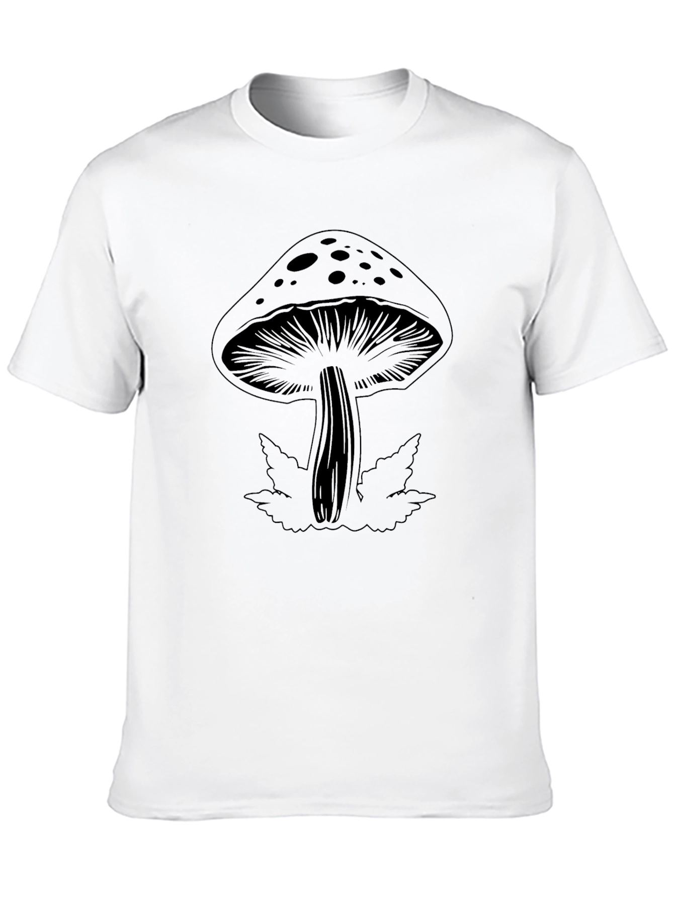 Mushroom Graphic Print Black T-Shirt