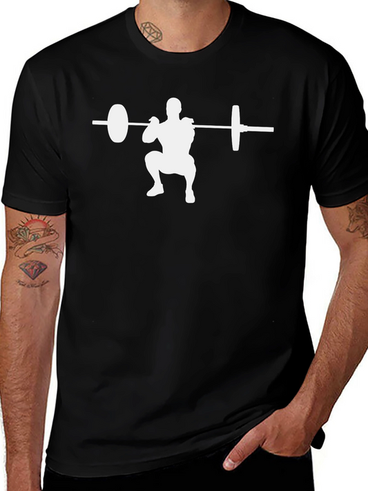 Weightlifting Squat Graphic Tee - Black Cotton