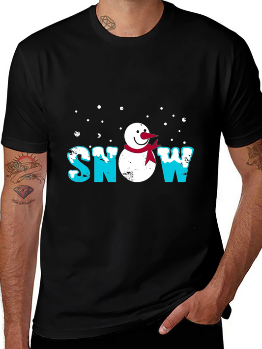 Snowman Graphic Print Black T-Shirt