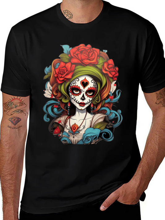 Day of the Dead T-Shirt - Sugar Skull Floral Design