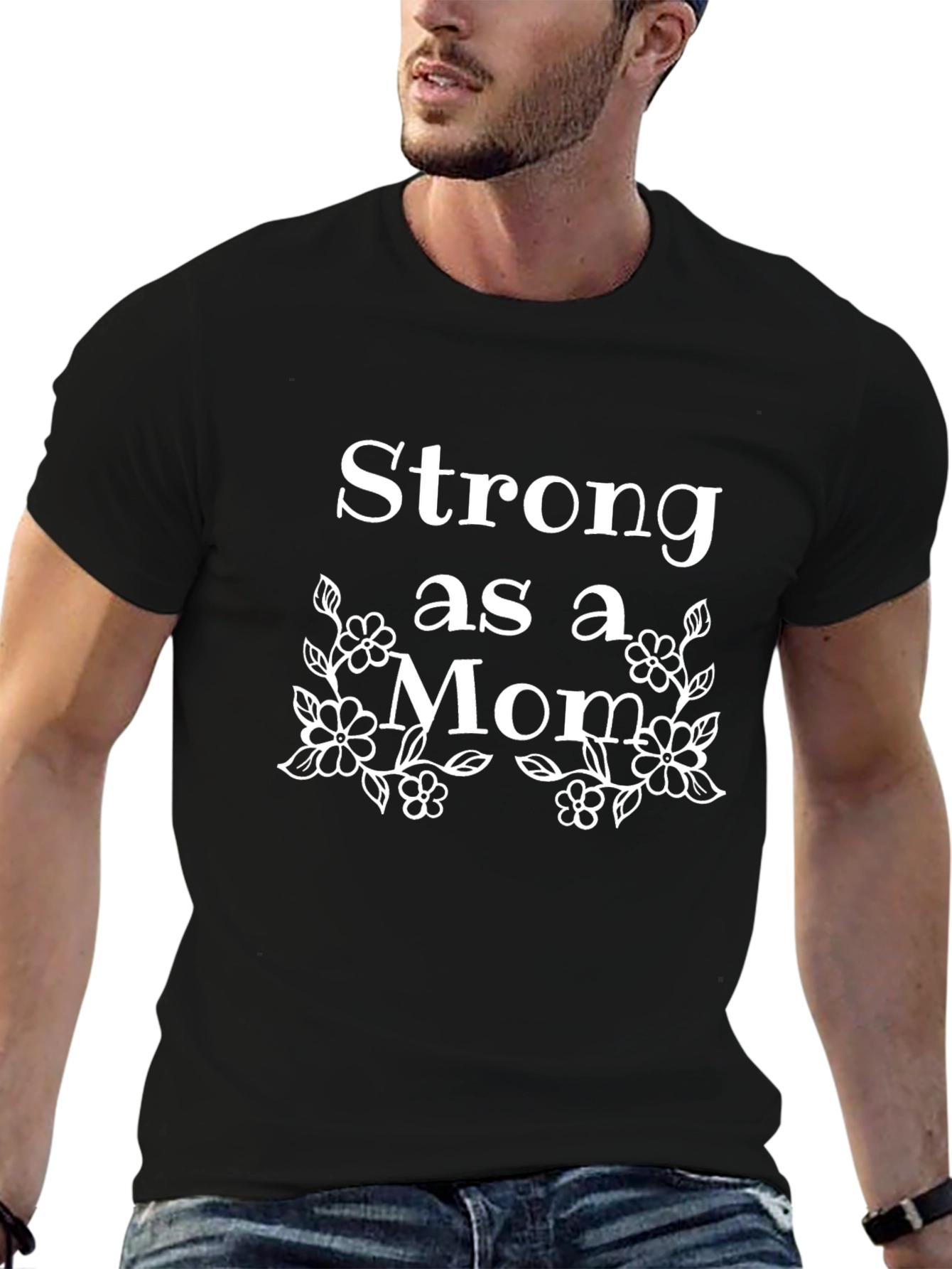 Strong as a Mom T-Shirt - Floral Design