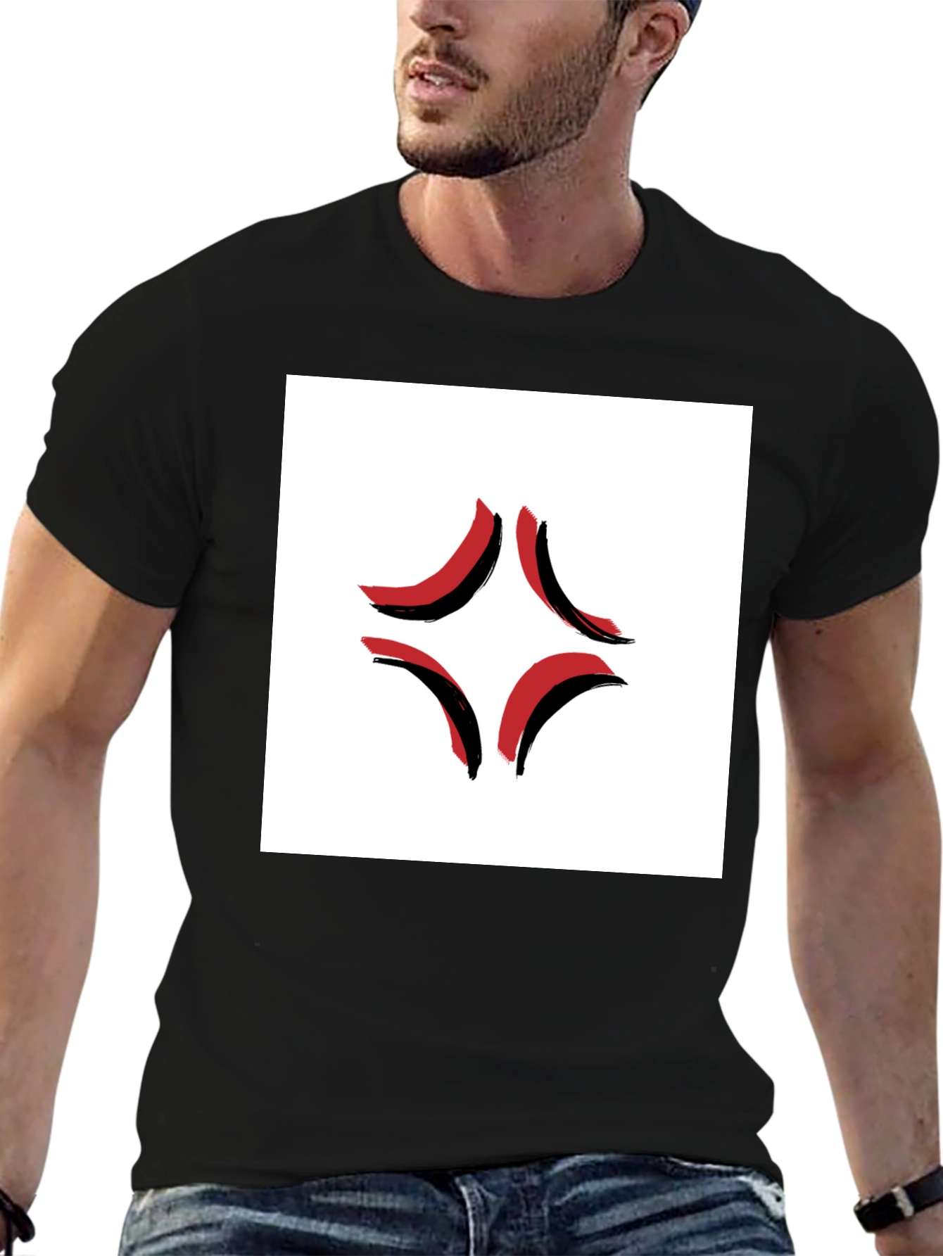 Angry Mark Graphic Black T-Shirt