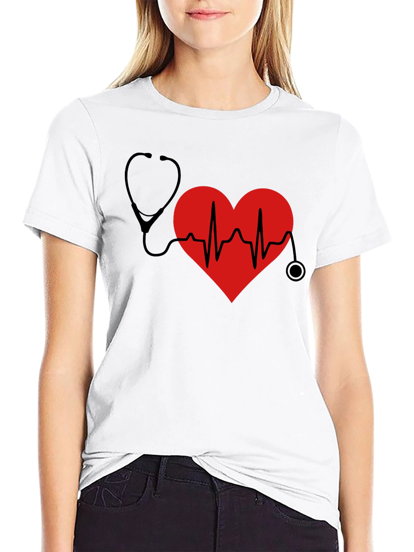 Heartbeat Stethoscope Graphic T-Shirt - Doctor Nurse Gift