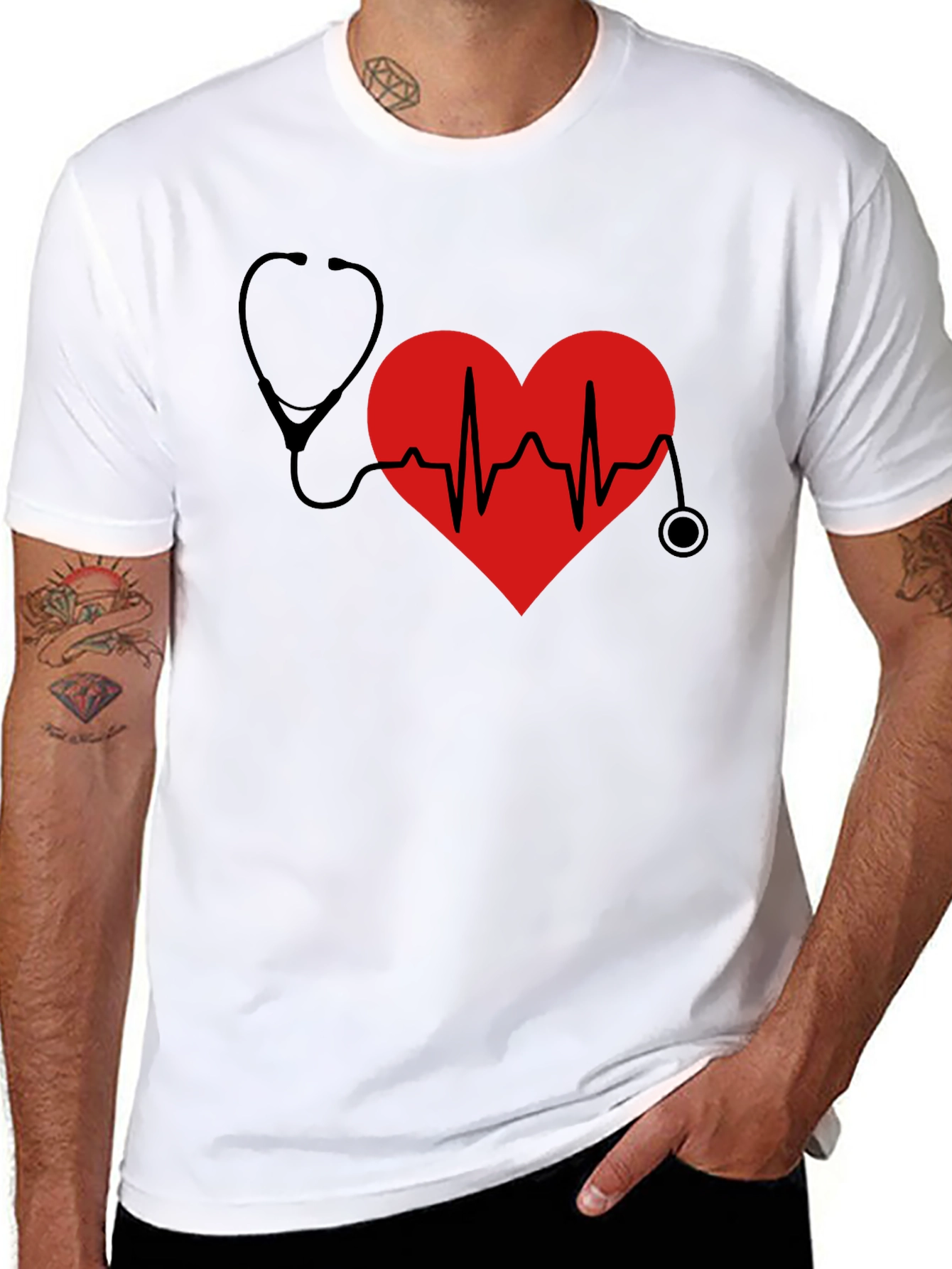 Heartbeat Stethoscope Graphic T-Shirt - Doctor Nurse Gift