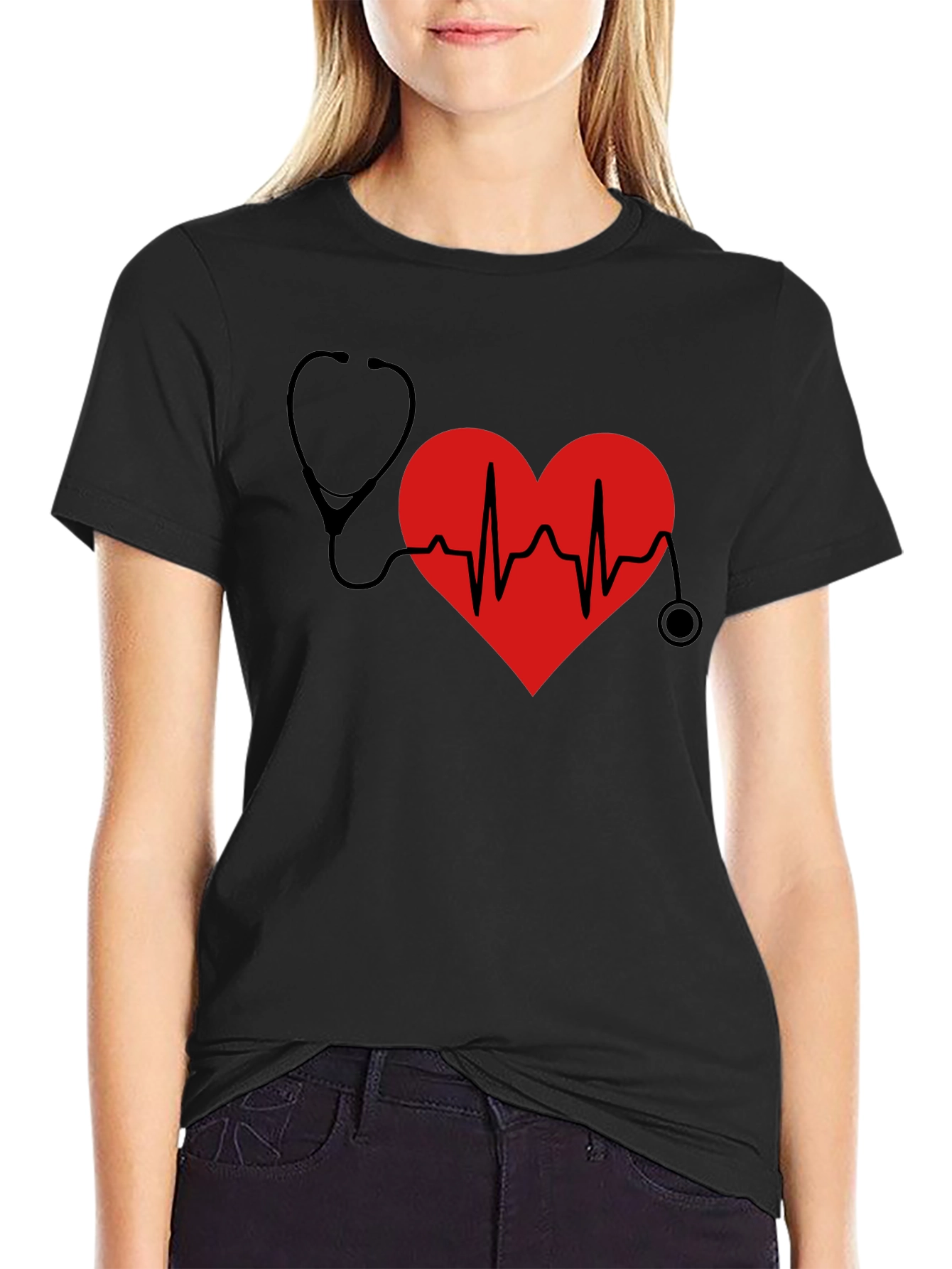 Heartbeat Stethoscope Graphic T-Shirt - Doctor Nurse Gift