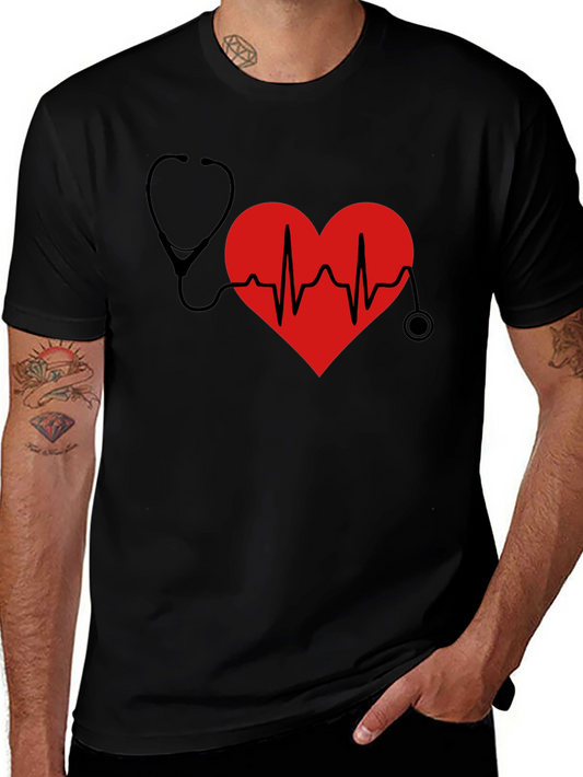Heartbeat Stethoscope Graphic T-Shirt - Doctor Nurse Gift