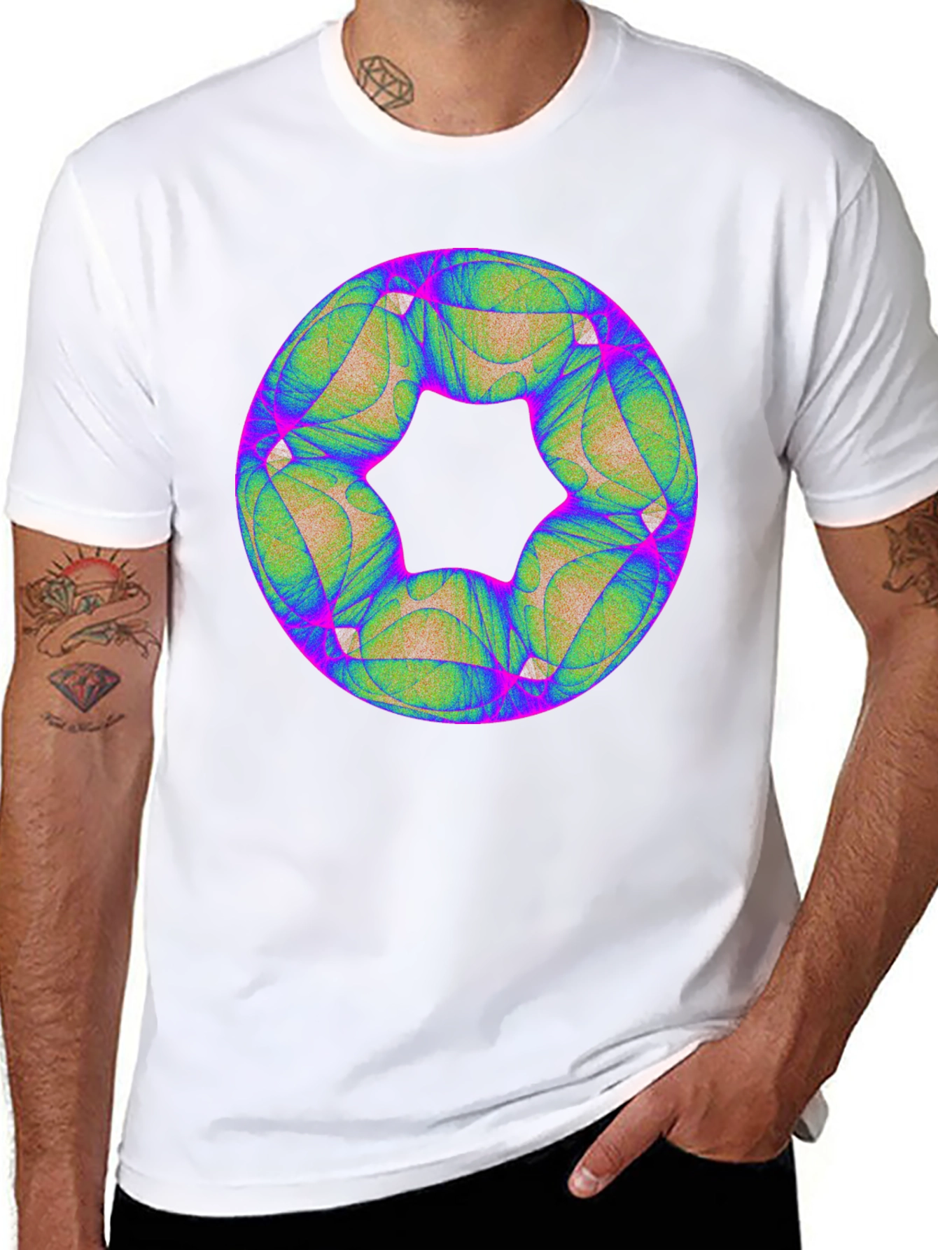 Abstract Geometric Graphic Black T-Shirt
