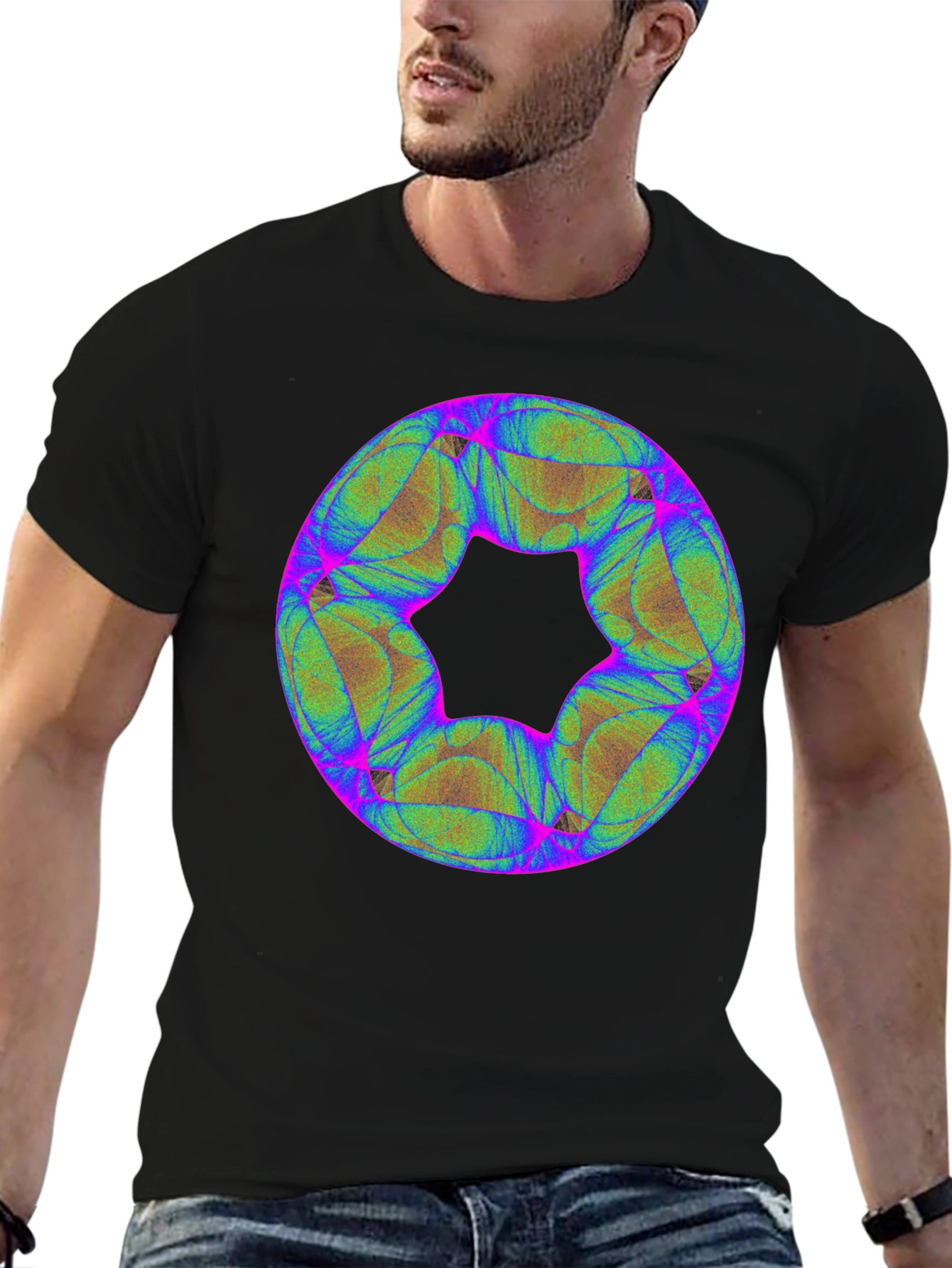 Abstract Geometric Graphic Black T-Shirt