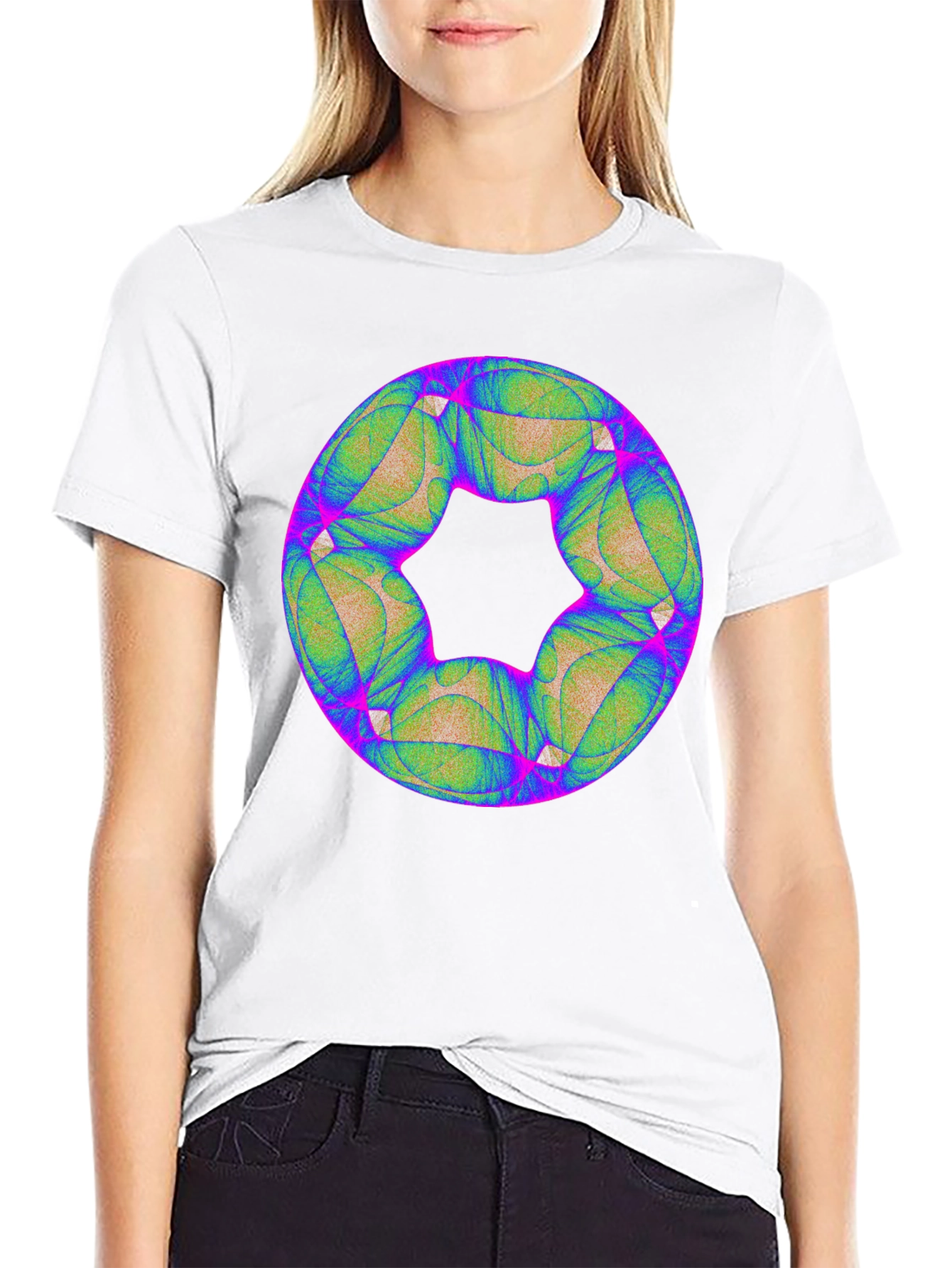 Abstract Geometric Graphic Black T-Shirt