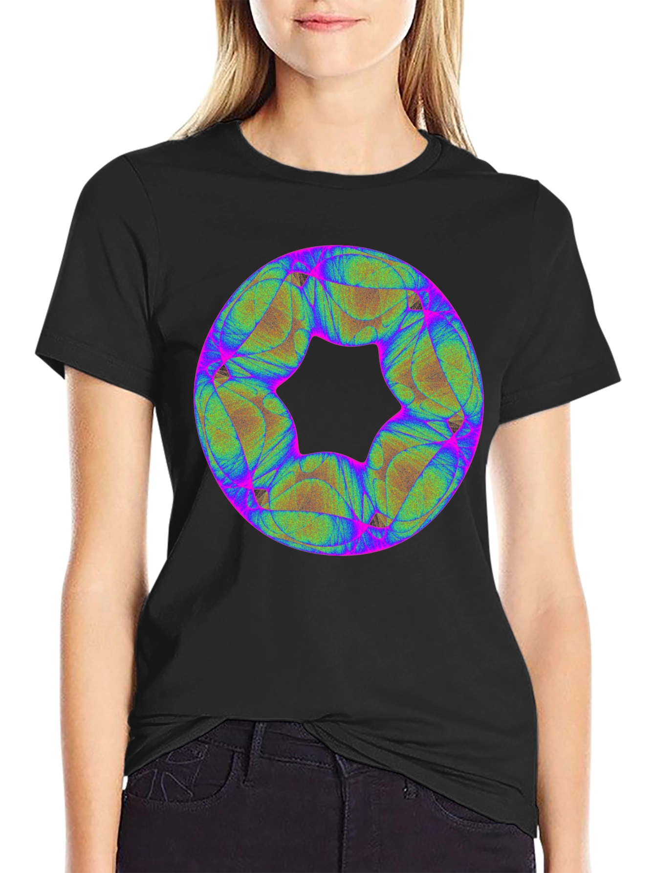 Abstract Geometric Graphic Black T-Shirt