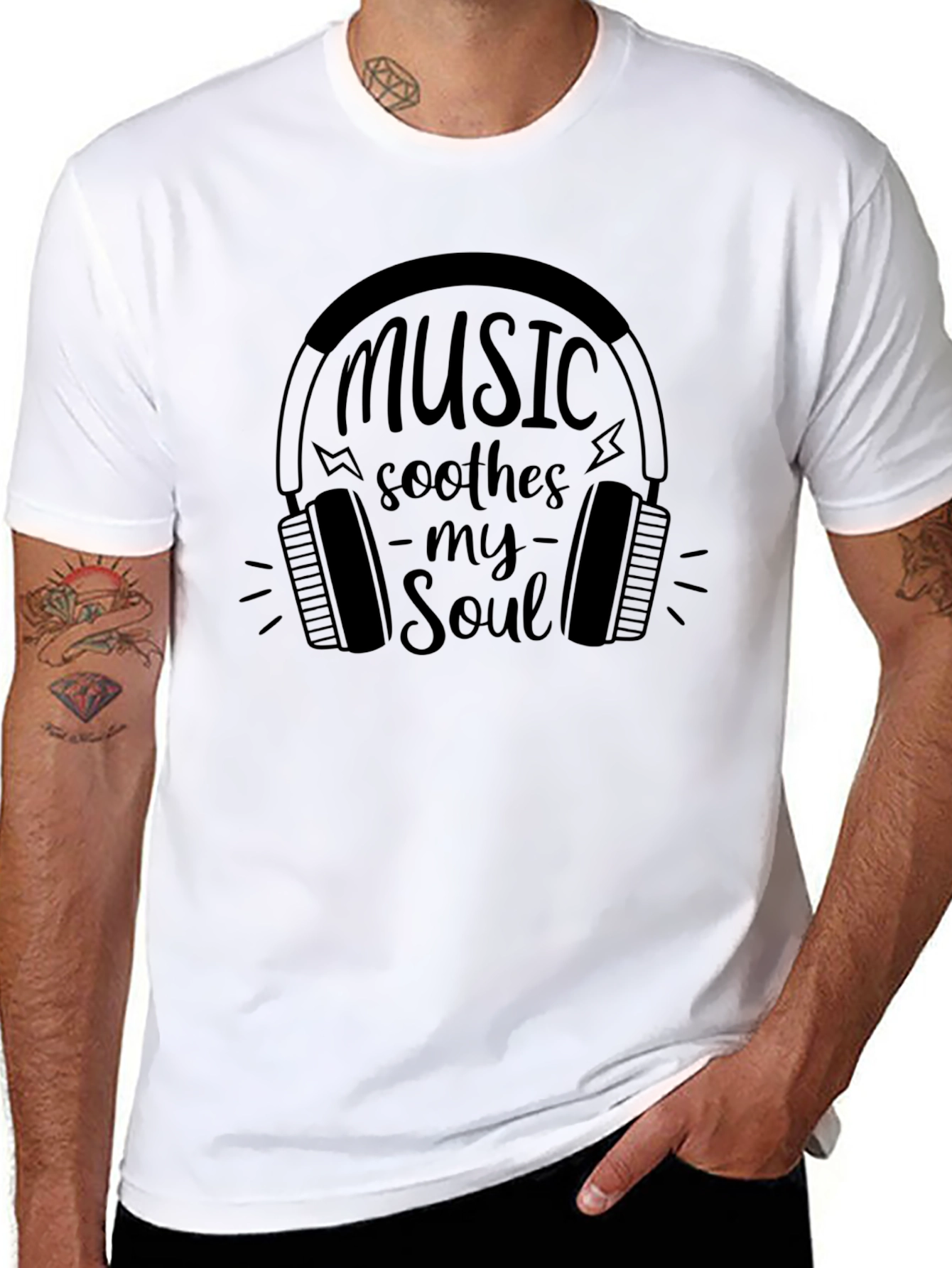 Music Soothes My Soul Graphic Tee - Black