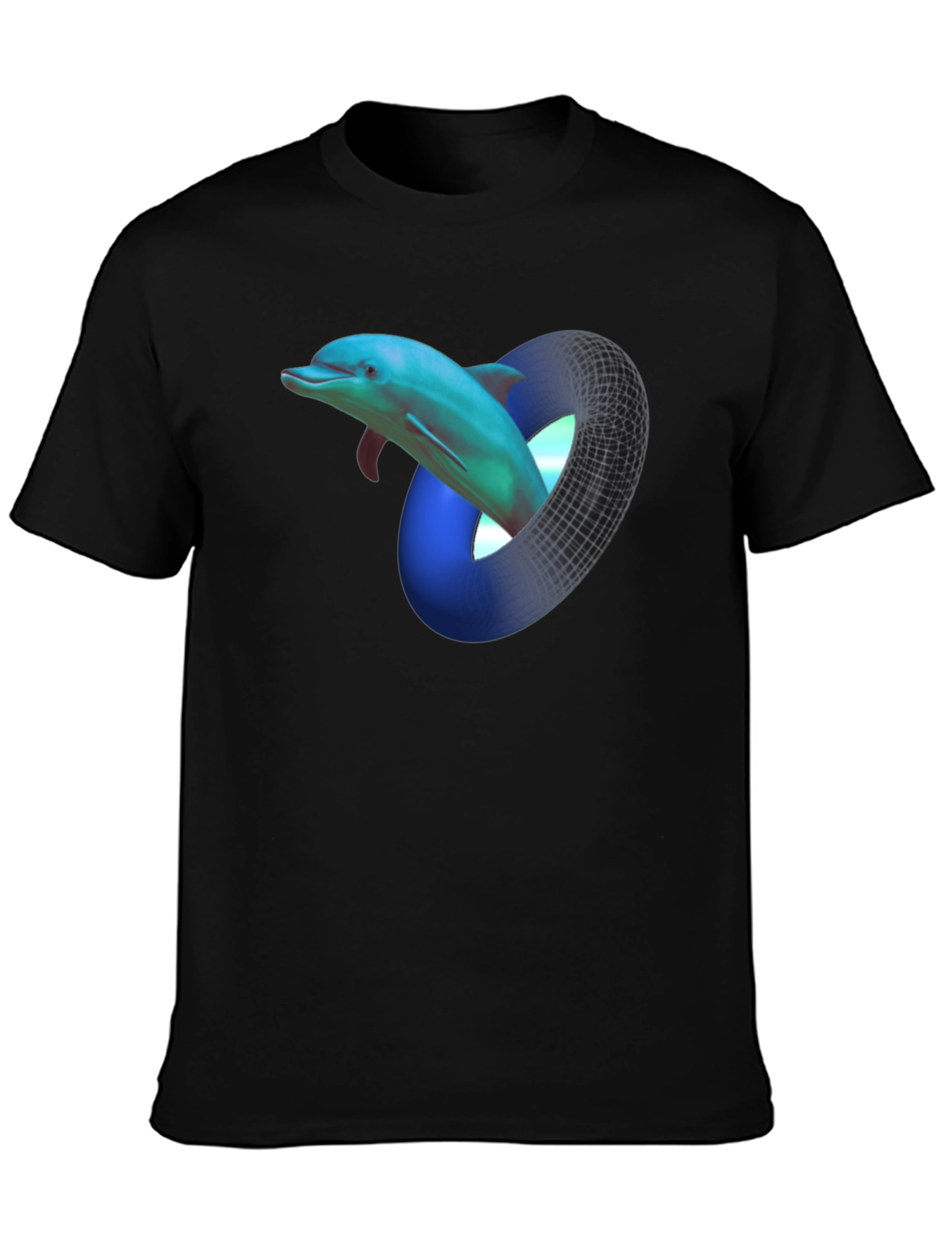 Dolphin Mobius Strip Graphic Black T-Shirt