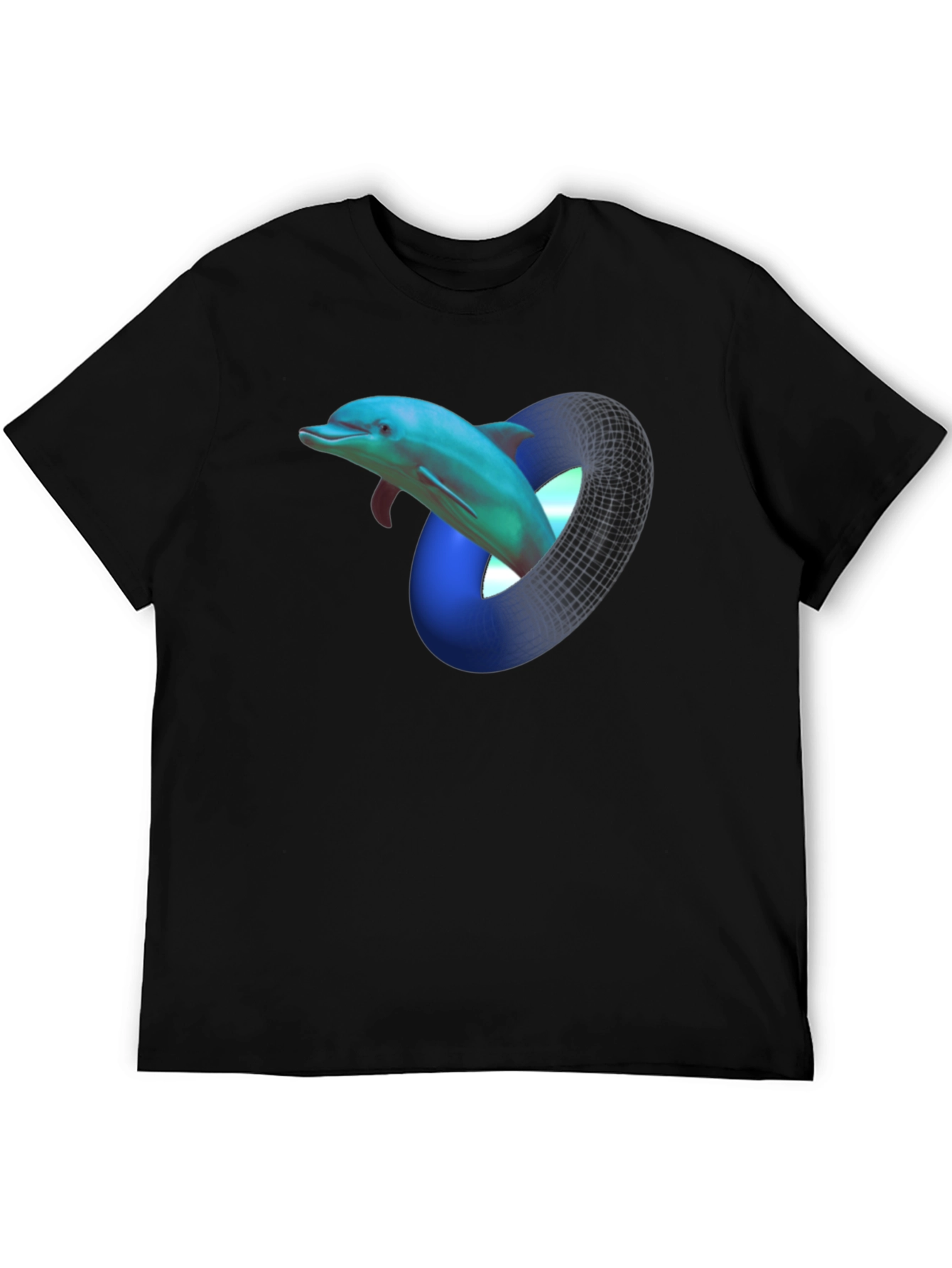 Dolphin Mobius Strip Graphic Black T-Shirt